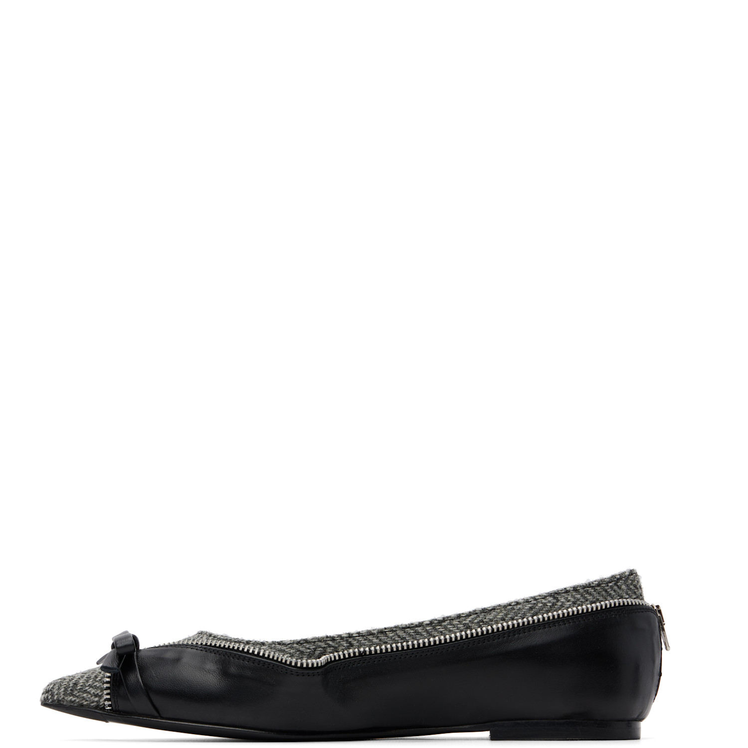  August Barron Black & Gray Unzipped Ballerina Flats 