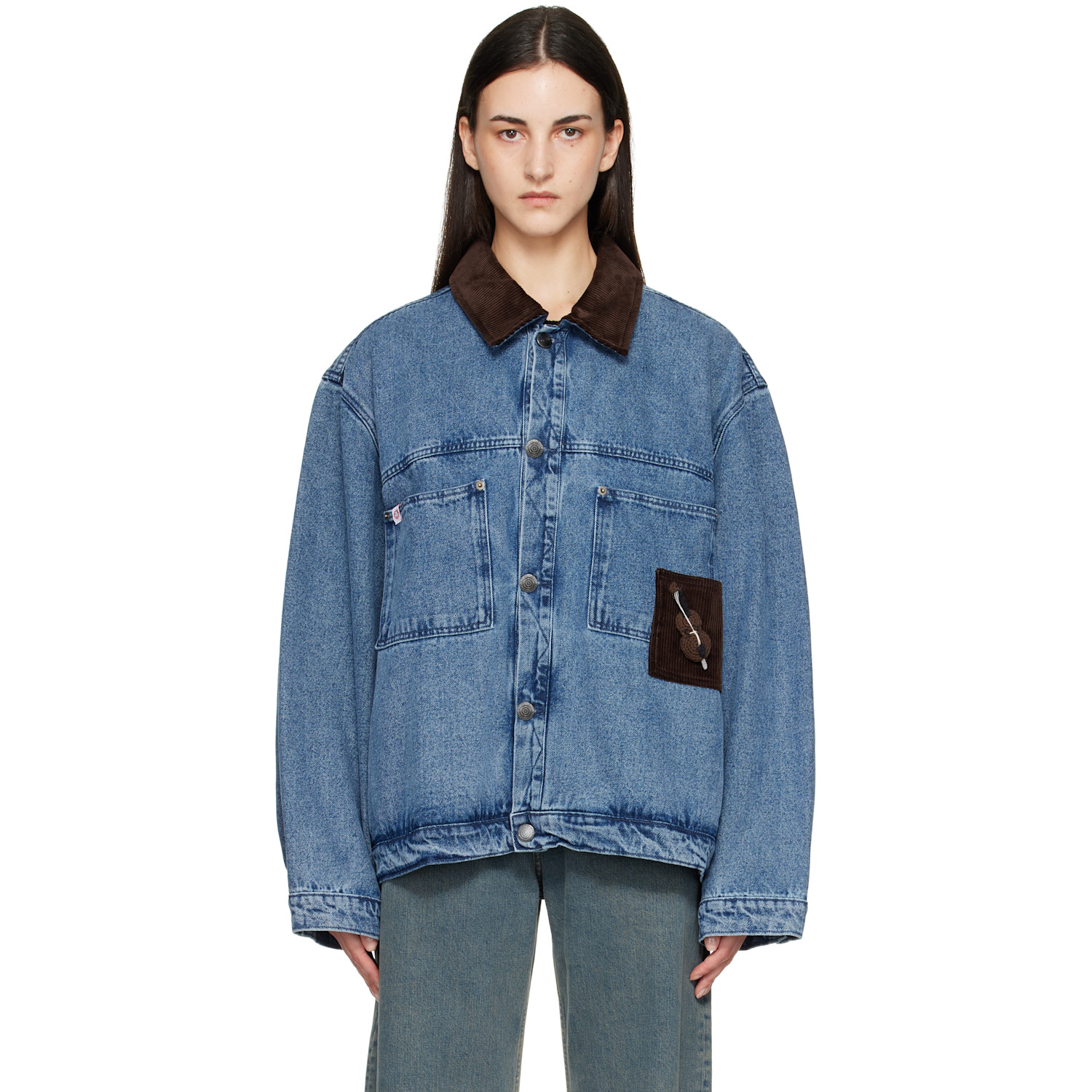 Charles Jeffrey LOVERBOY Blue Corduroy Collar Denim Jacket
