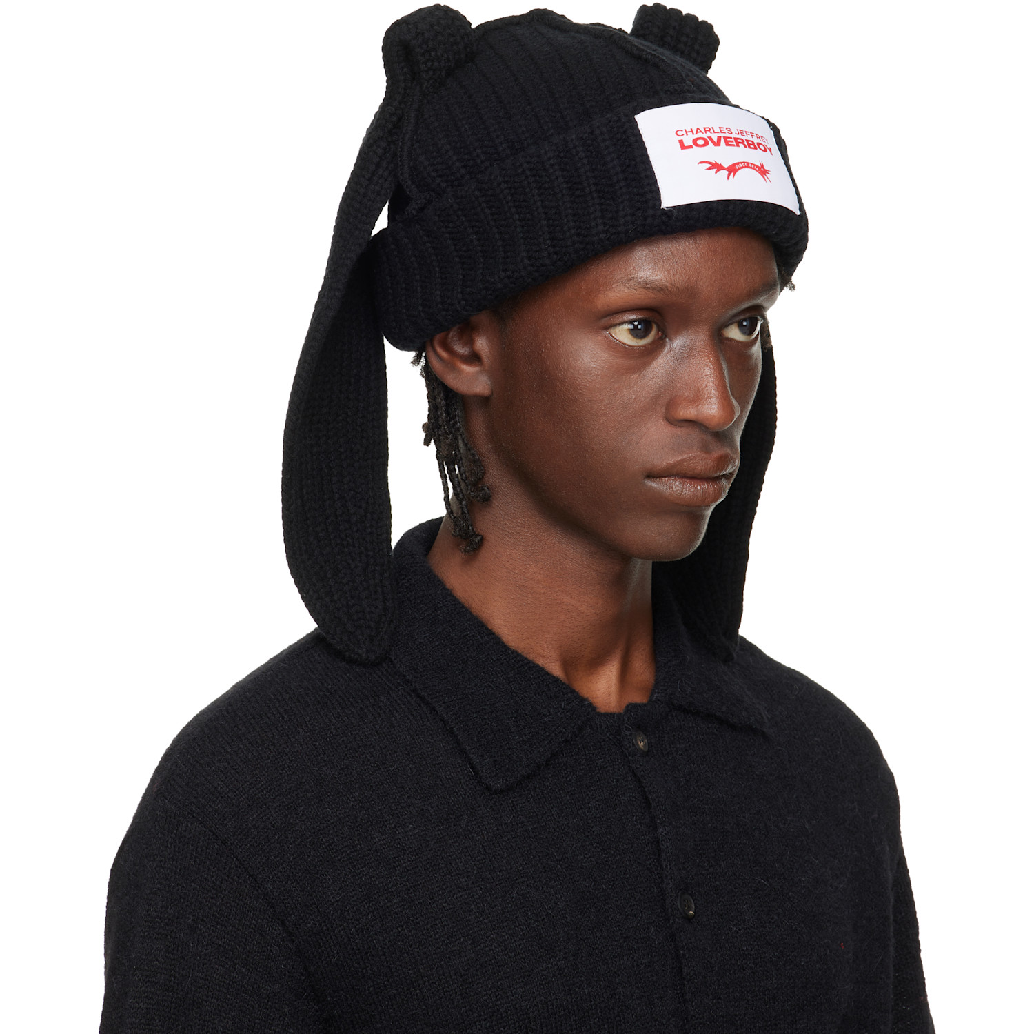 Charles Jeffrey Loverboy Black Chunky Rabbit Beanie 