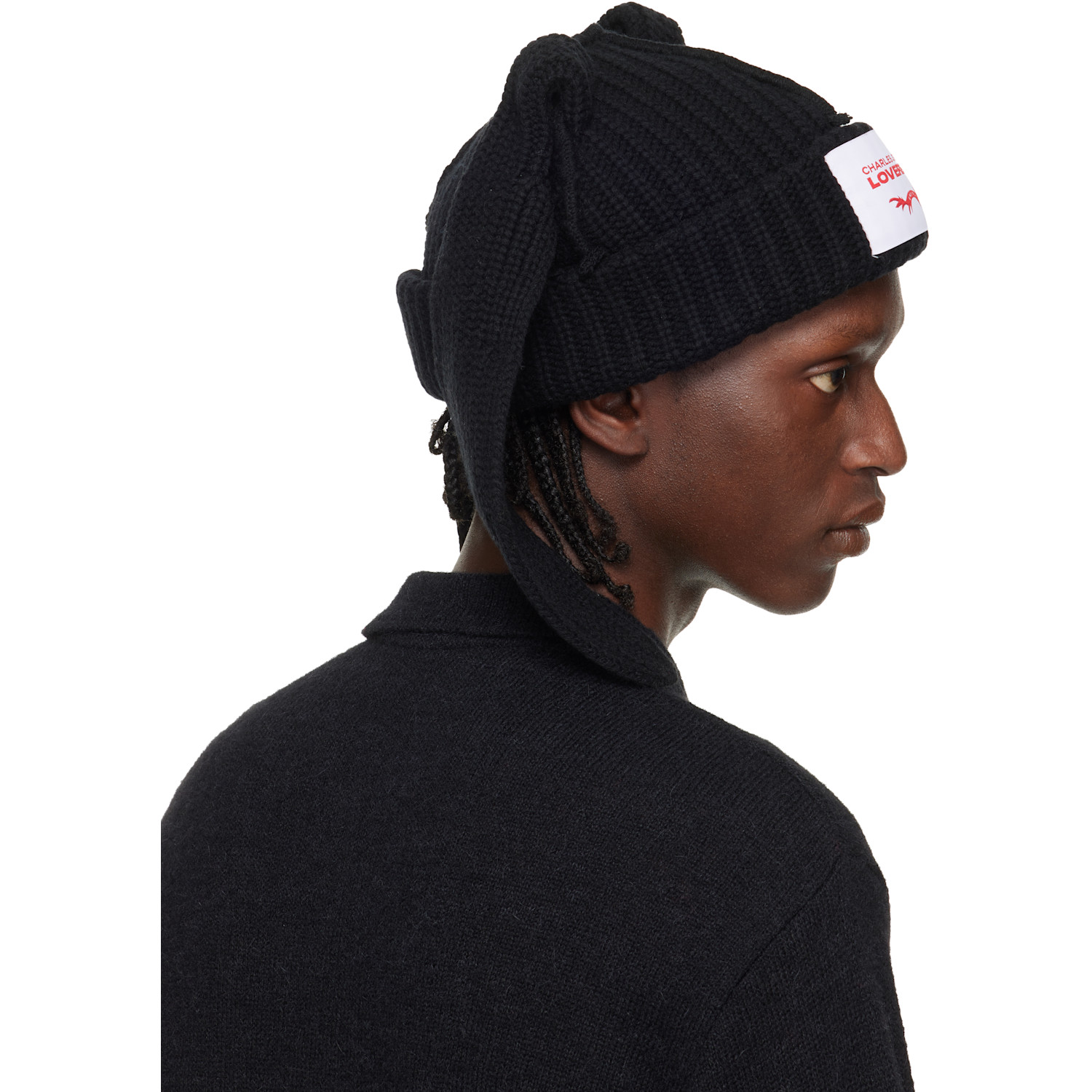  Charles Jeffrey Loverboy Black Chunky Rabbit Beanie 