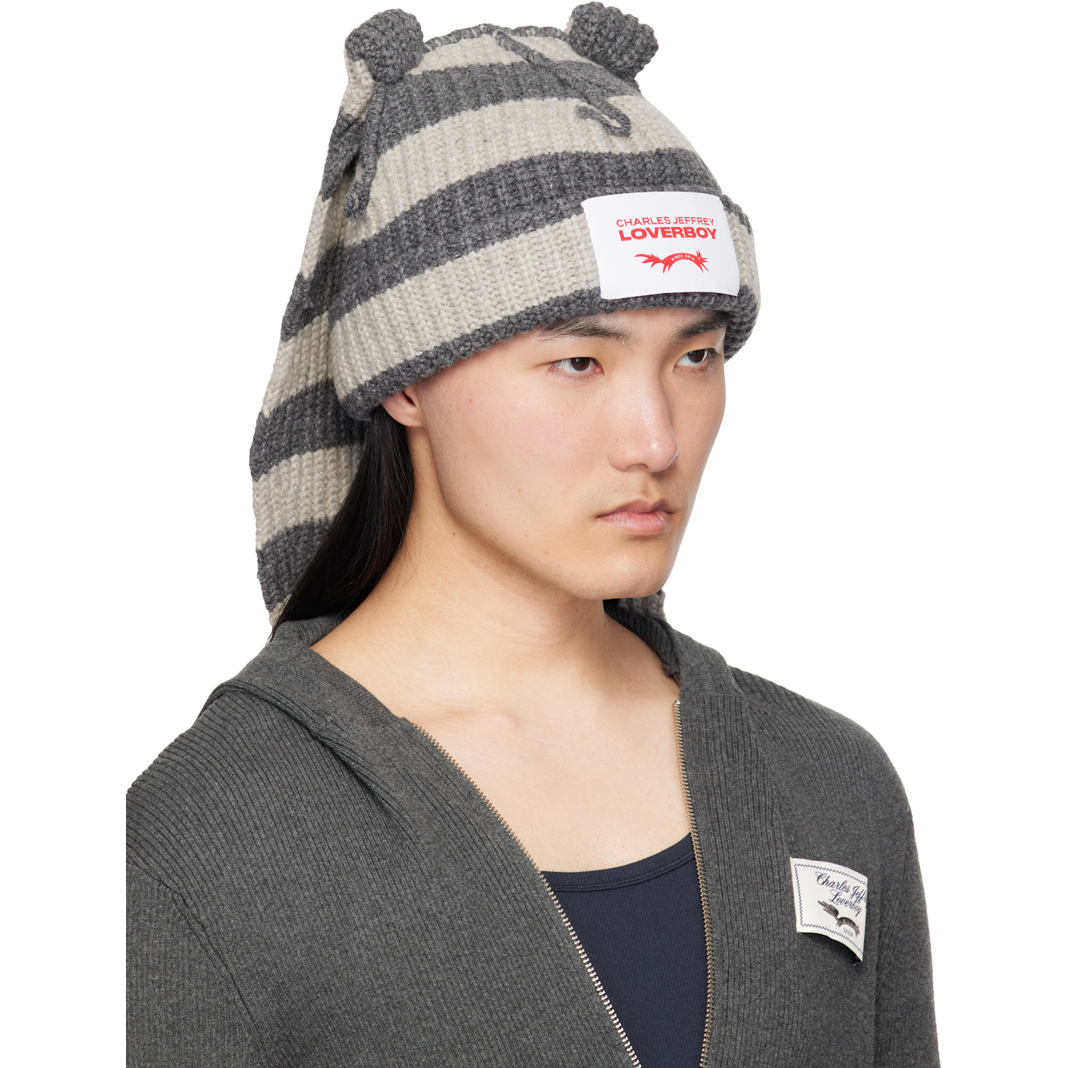  Charles Jeffrey Loverboy Gray Chunky Rabbit Beanie 
