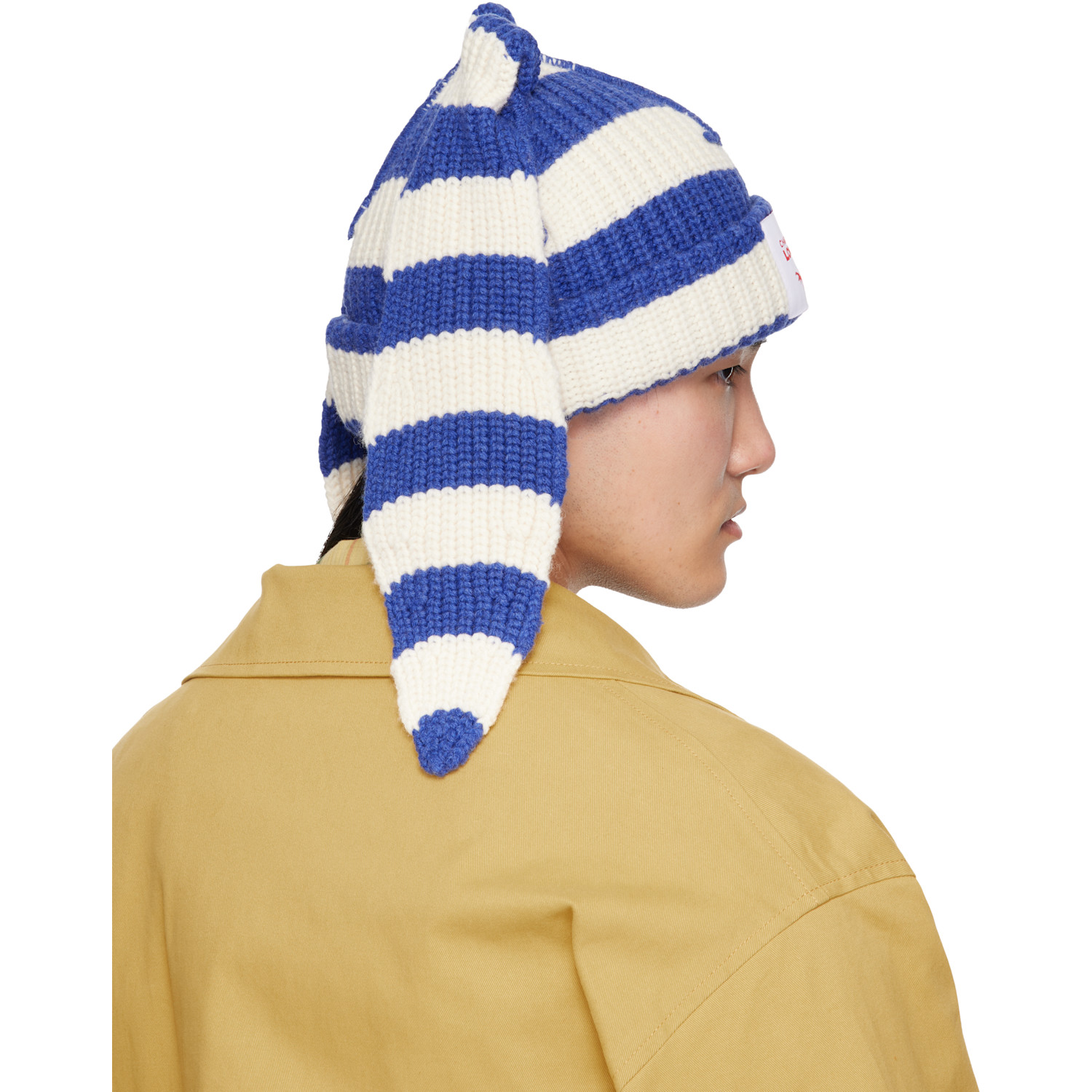  Charles Jeffrey Loverboy Blue & White Chunky Rabbit Beanie 