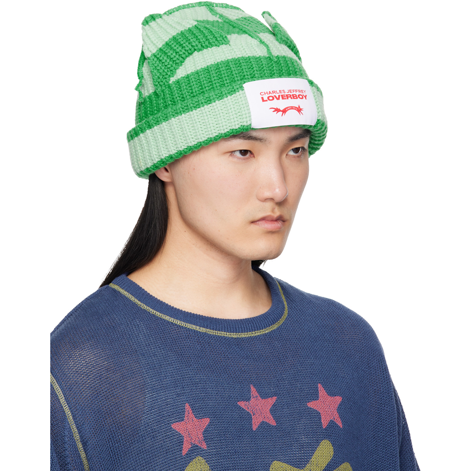  Charles Jeffrey Loverboy Green Chunky Ears Beanie 