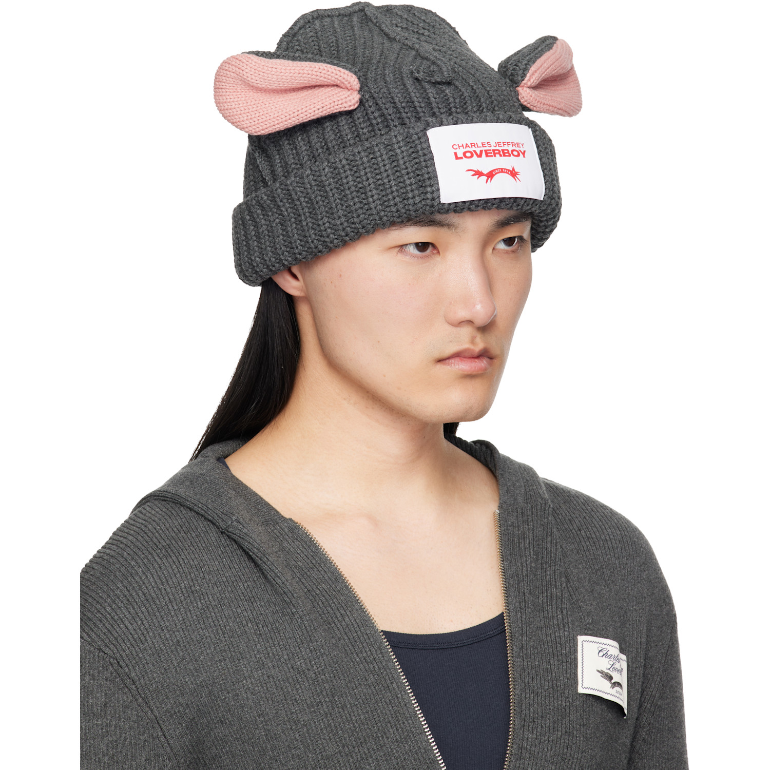 Charles Jeffrey Loverboy Gray Chunky Rat Beanie 