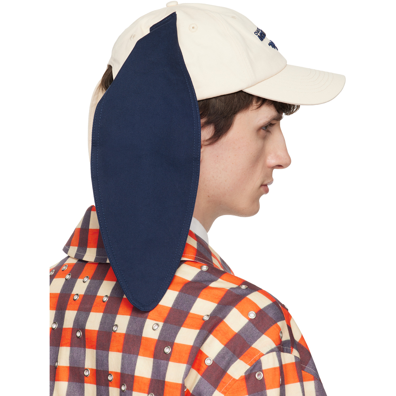  Charles Jeffrey Loverboy Off-white & Navy Colour Block Bunny Cap 