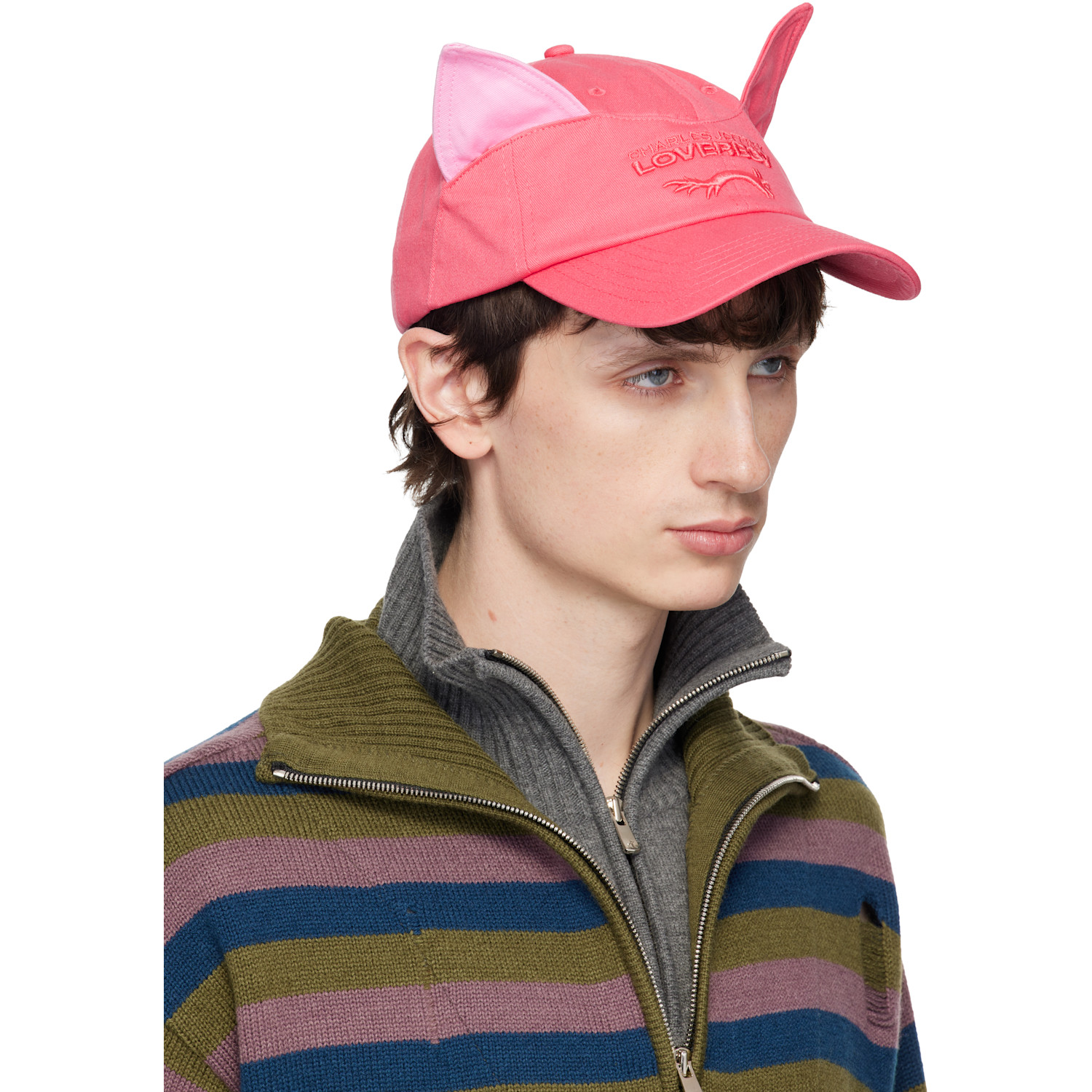  Charles Jeffrey Loverboy Pink Colour Block Ears Cap 
