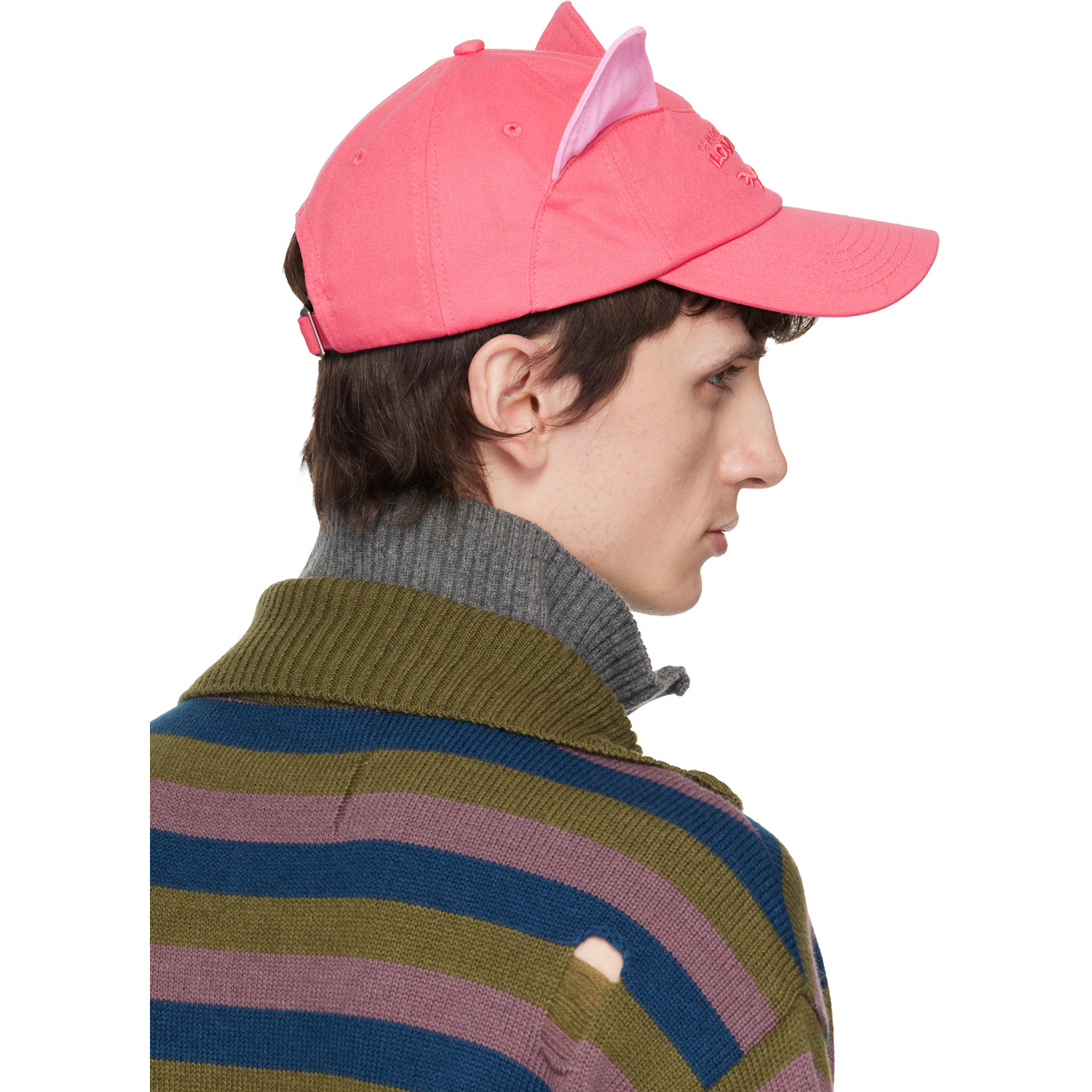  Charles Jeffrey Loverboy Pink Colour Block Ears Cap 