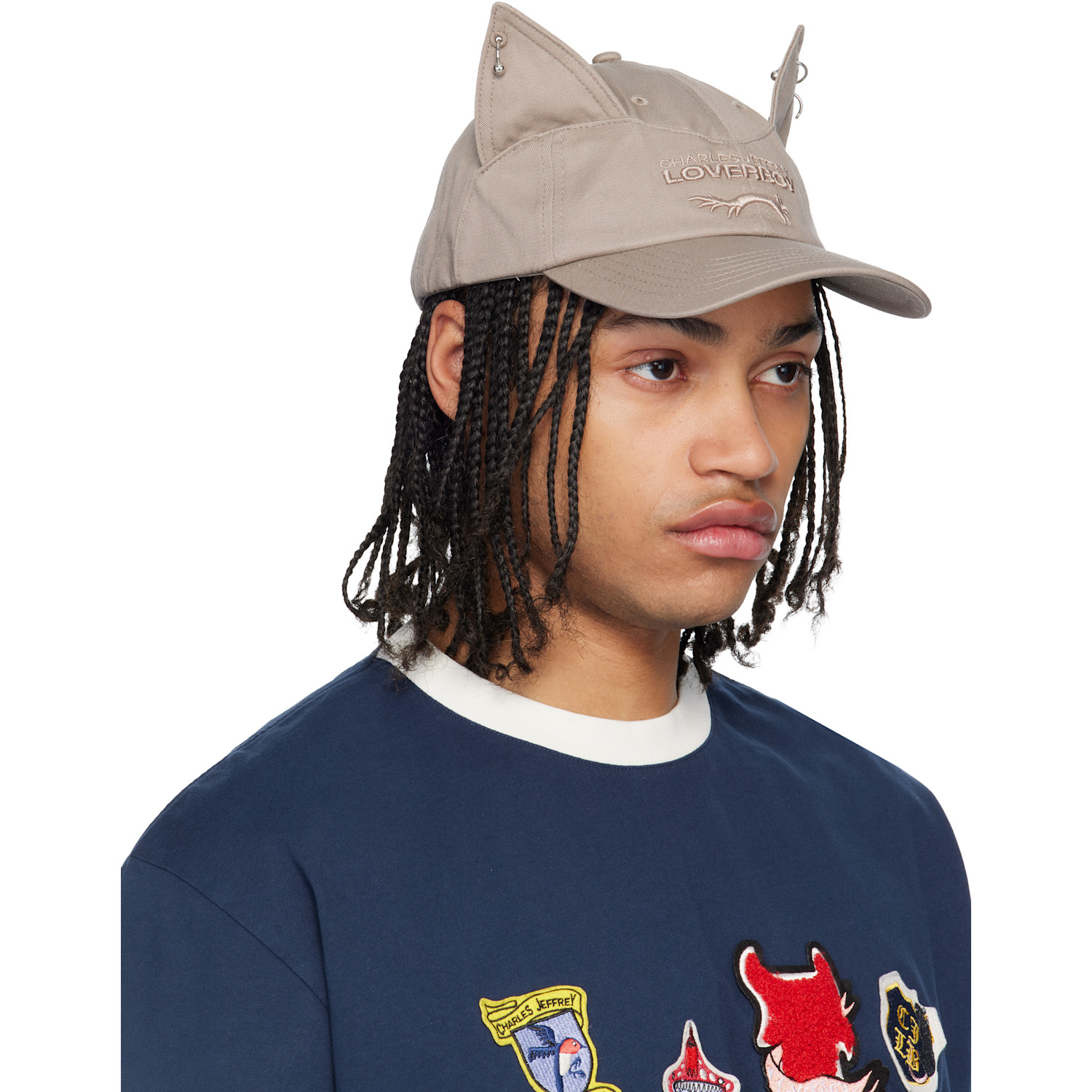  Charles Jeffrey Loverboy Taupe Pierced Ears Cap 