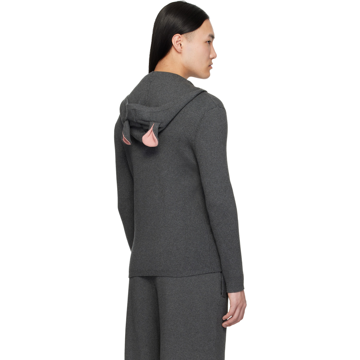  Charles Jeffrey Loverboy Gray Animal Knitted Zip Hoodie 