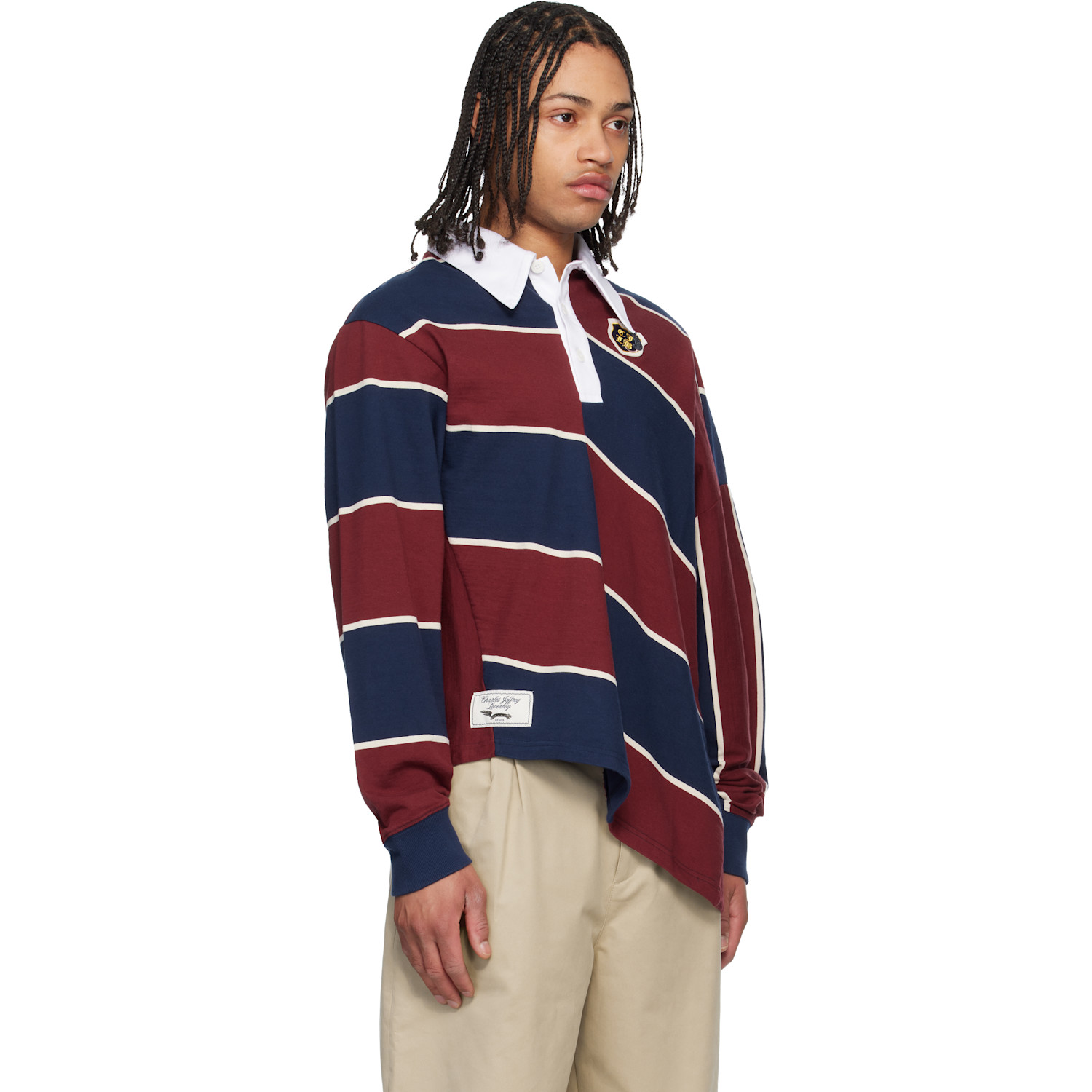  Charles Jeffrey Loverboy Blue & Red Warped Polo 