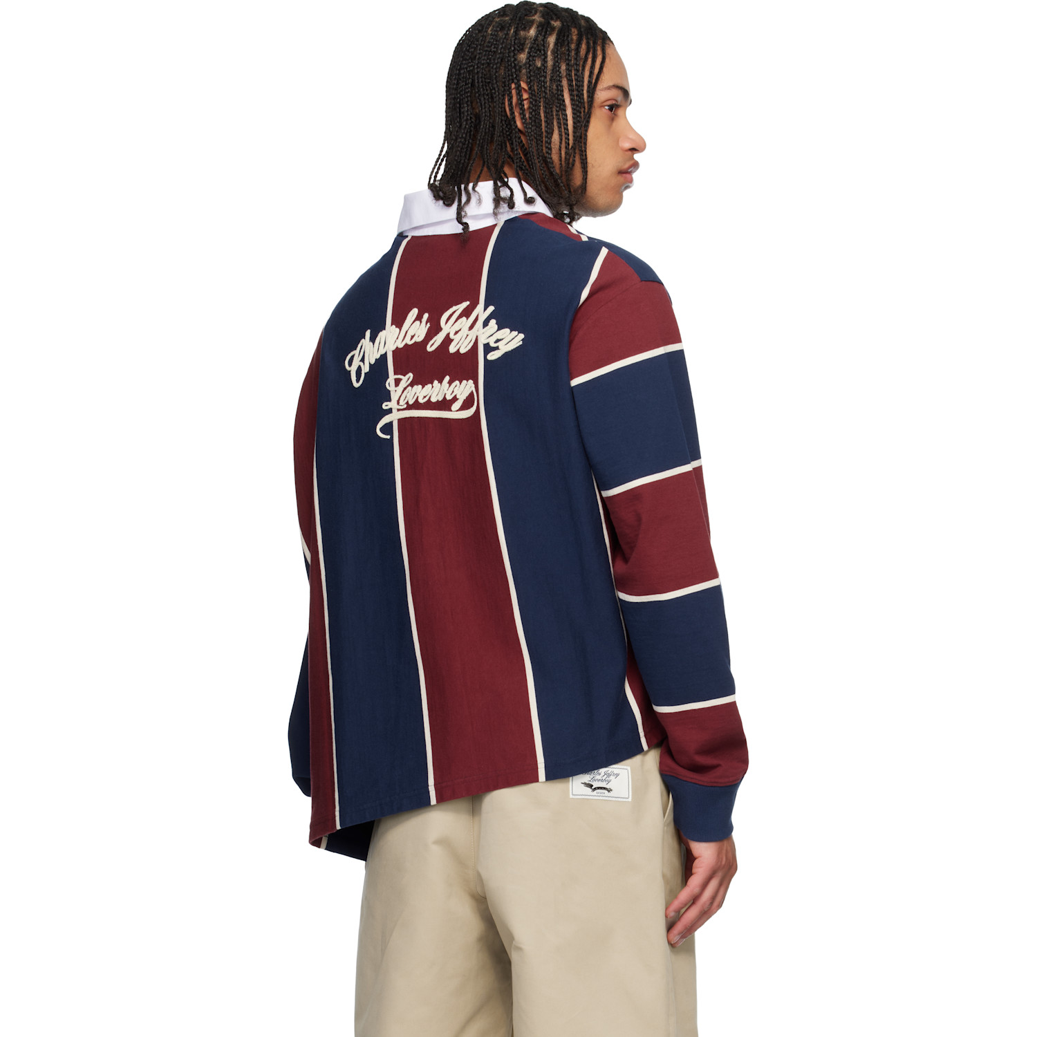  Charles Jeffrey Loverboy Blue & Red Warped Polo 