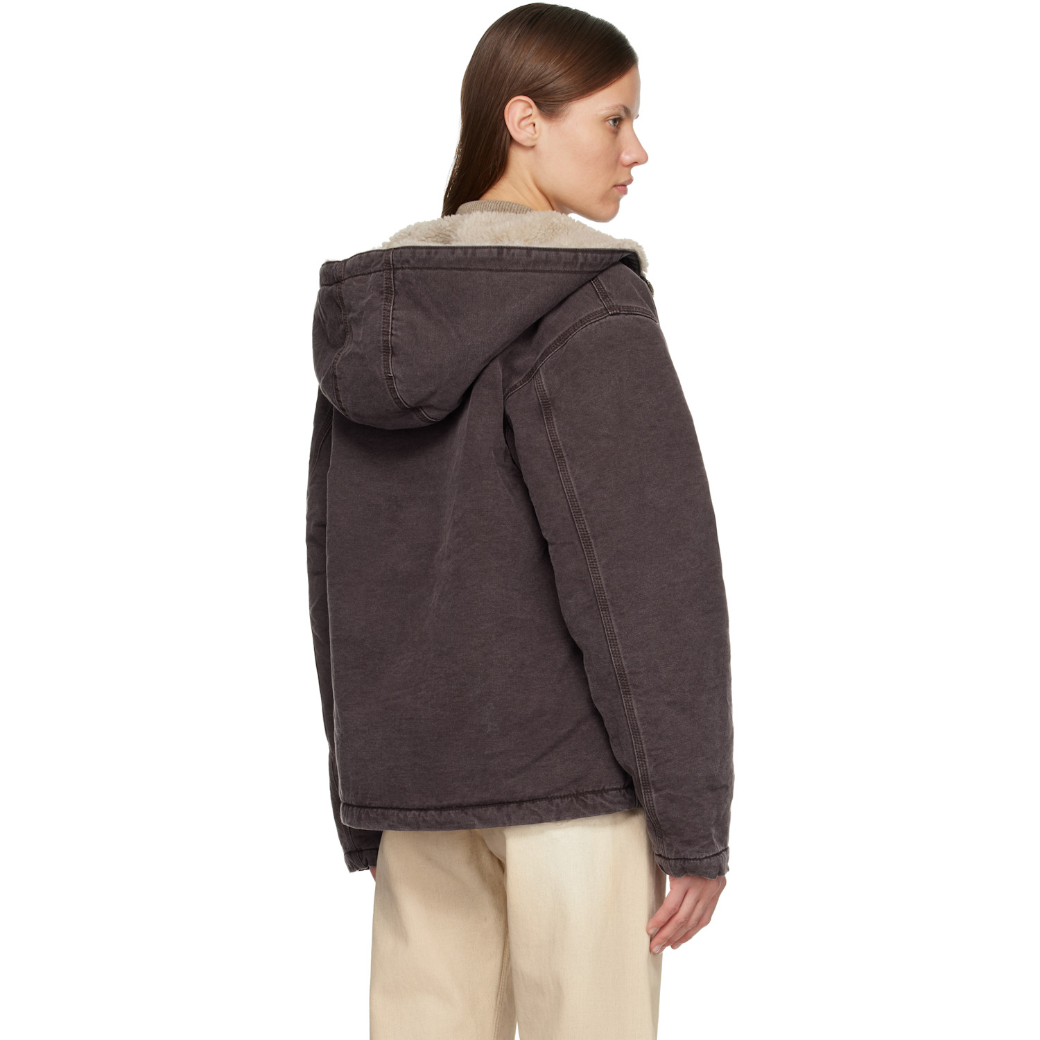  Carhartt Work In Progress Purple Hooded Mitch Bomber Jacket 