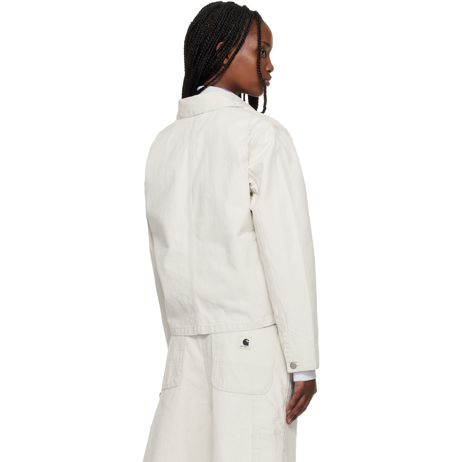  Carhartt Work In Progress Off-white Mercer Stripe Denim Chore Jacket 