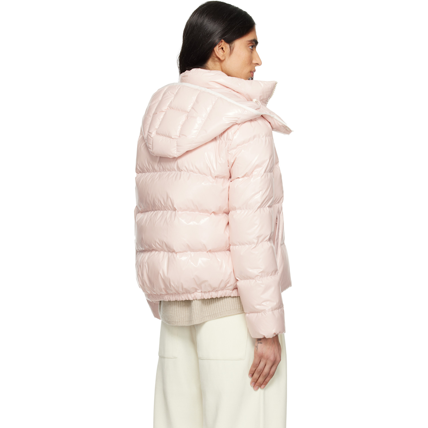  Moncler Pink Andro Hooded Short Down Jacket 