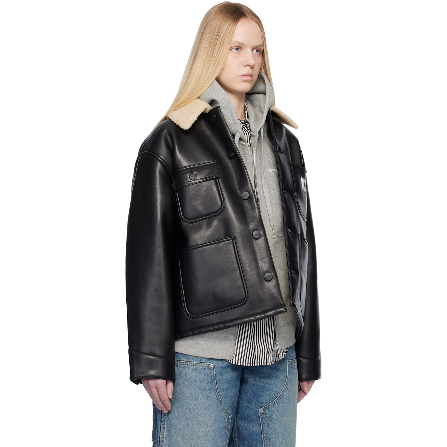  Carhartt Work In Progress Black Shepton Og Michigan Faux-leather Jacket 