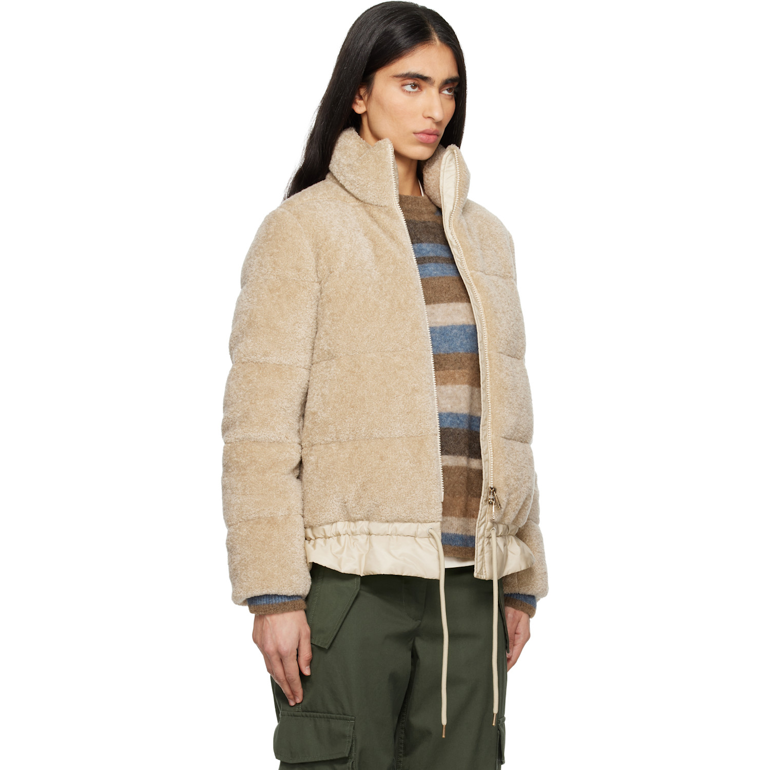  Moncler Beige Cedre Teddy Short Down Jacket 