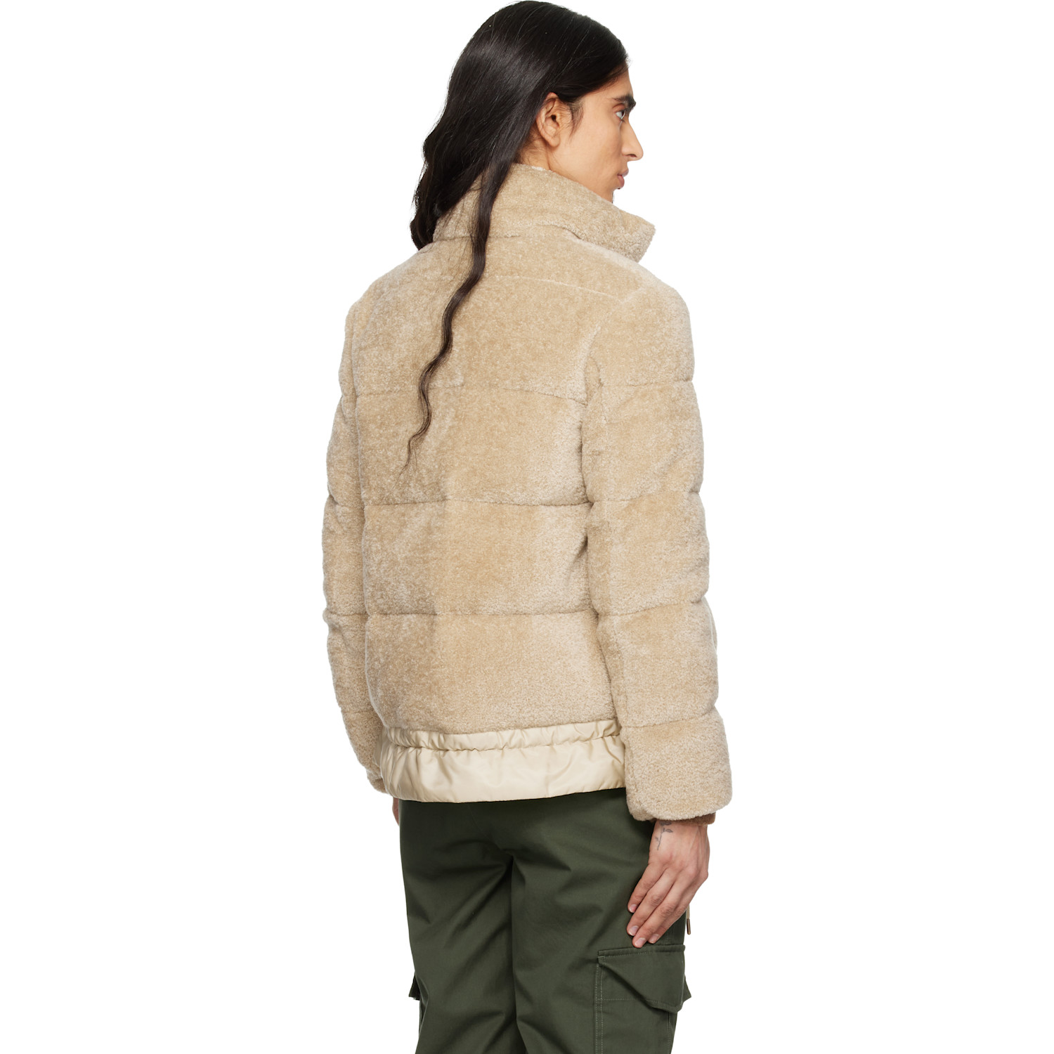  Moncler Beige Cedre Teddy Short Down Jacket 