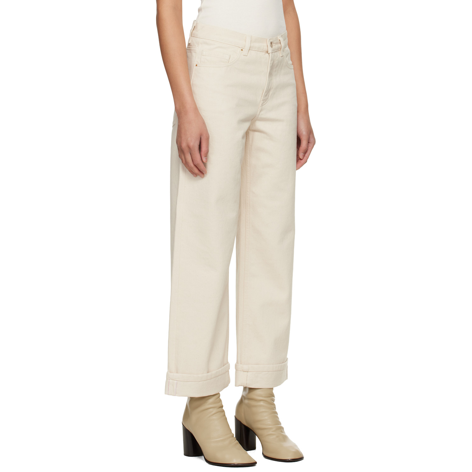  Moncler Off-white Cropped Jeans 