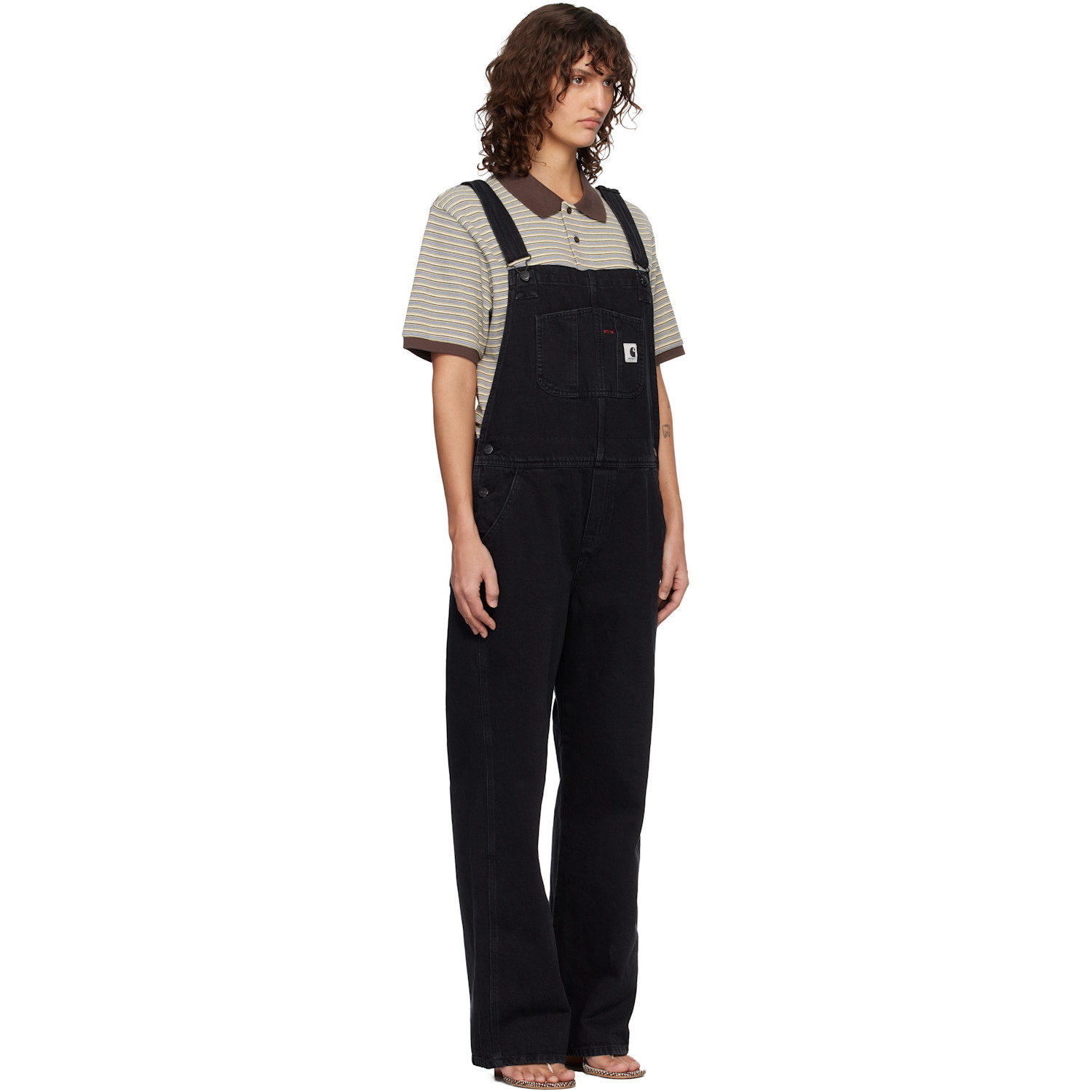  Carhartt Work In Progress Black Bib Straight Denim Overalls 