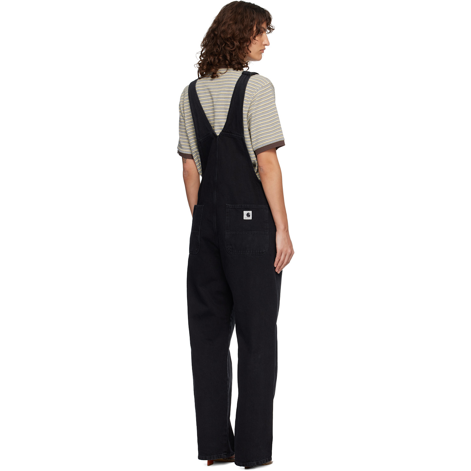  Carhartt Work In Progress Black Bib Straight Denim Overalls 
