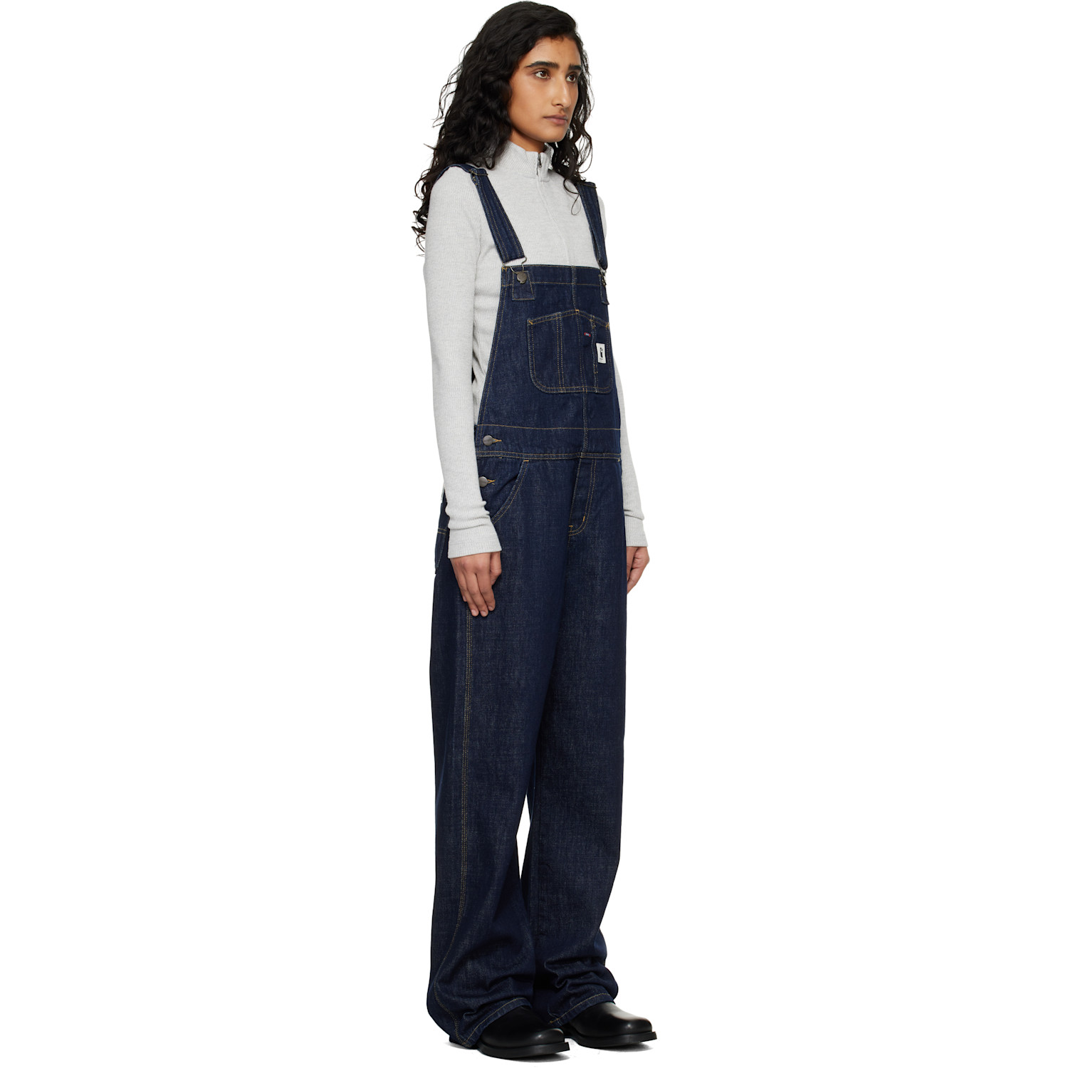  Carhartt Work In Progress Navy Bib Straight Denim Overalls 