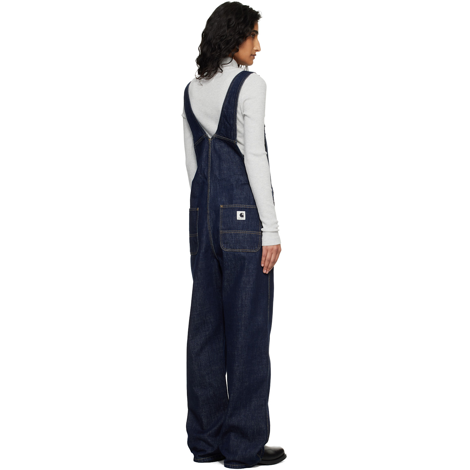  Carhartt Work In Progress Navy Bib Straight Denim Overalls 