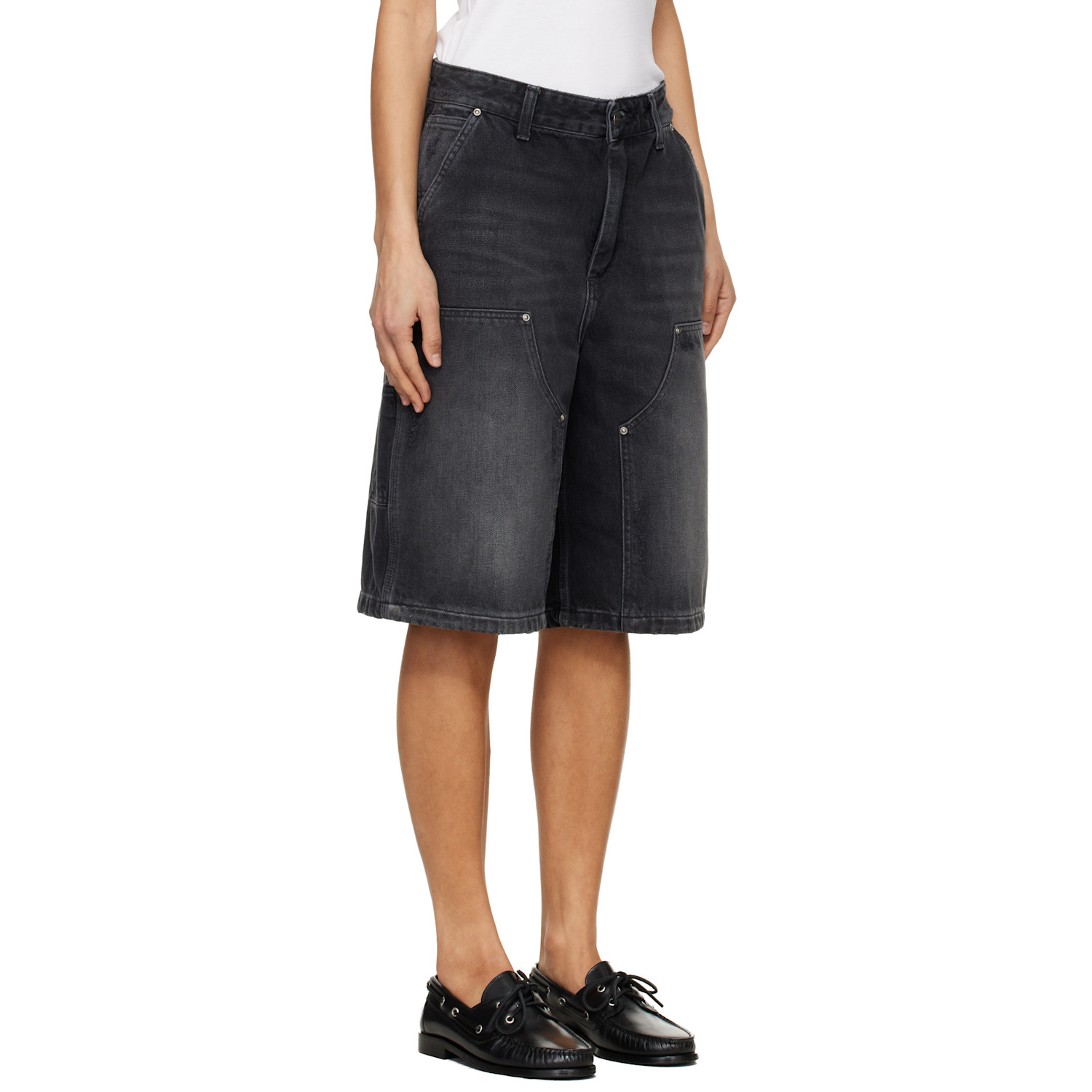  Carhartt Work In Progress Black Nixon Double Knee Denim Shorts 
