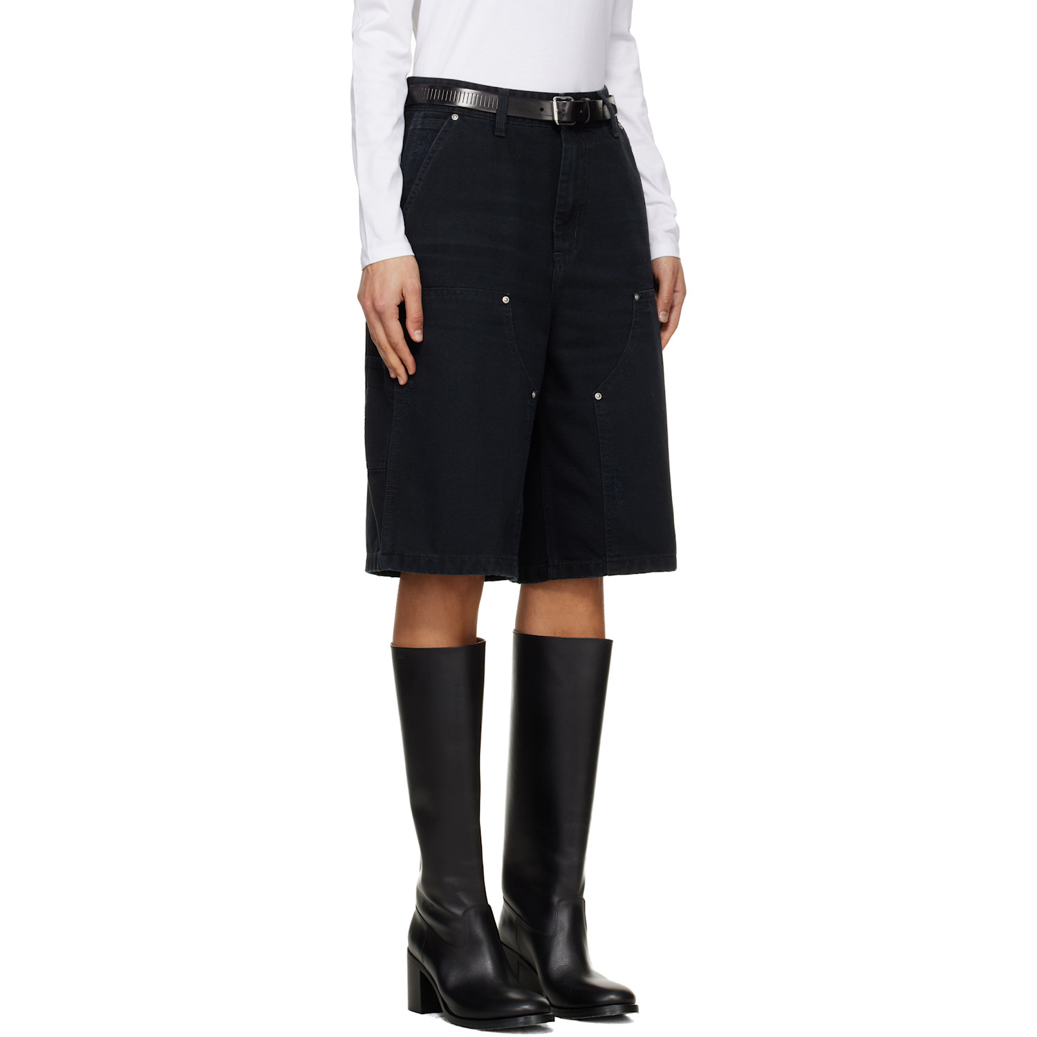  Carhartt Work In Progress Black Nixon Double Knee Denim Shorts 