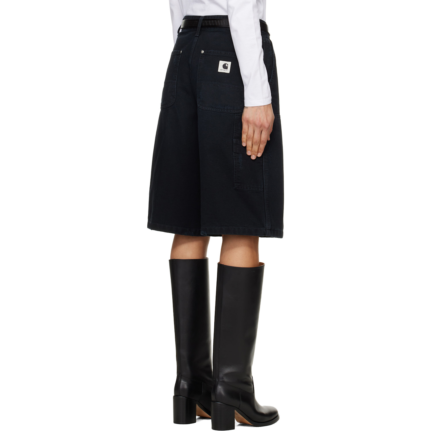  Carhartt Work In Progress Black Nixon Double Knee Denim Shorts 