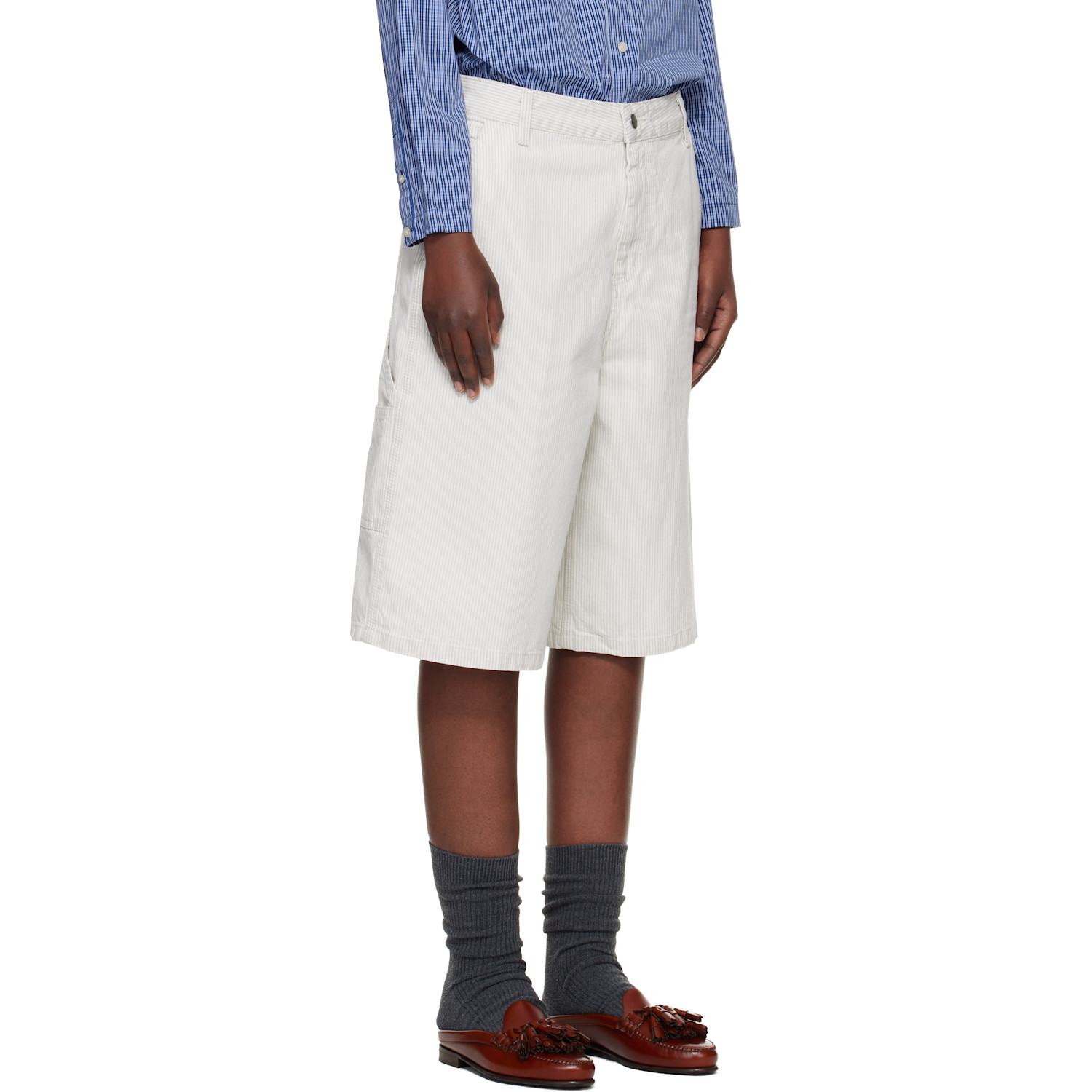  Carhartt Work In Progress Off-white Mercer Stripe Denim Shorts 