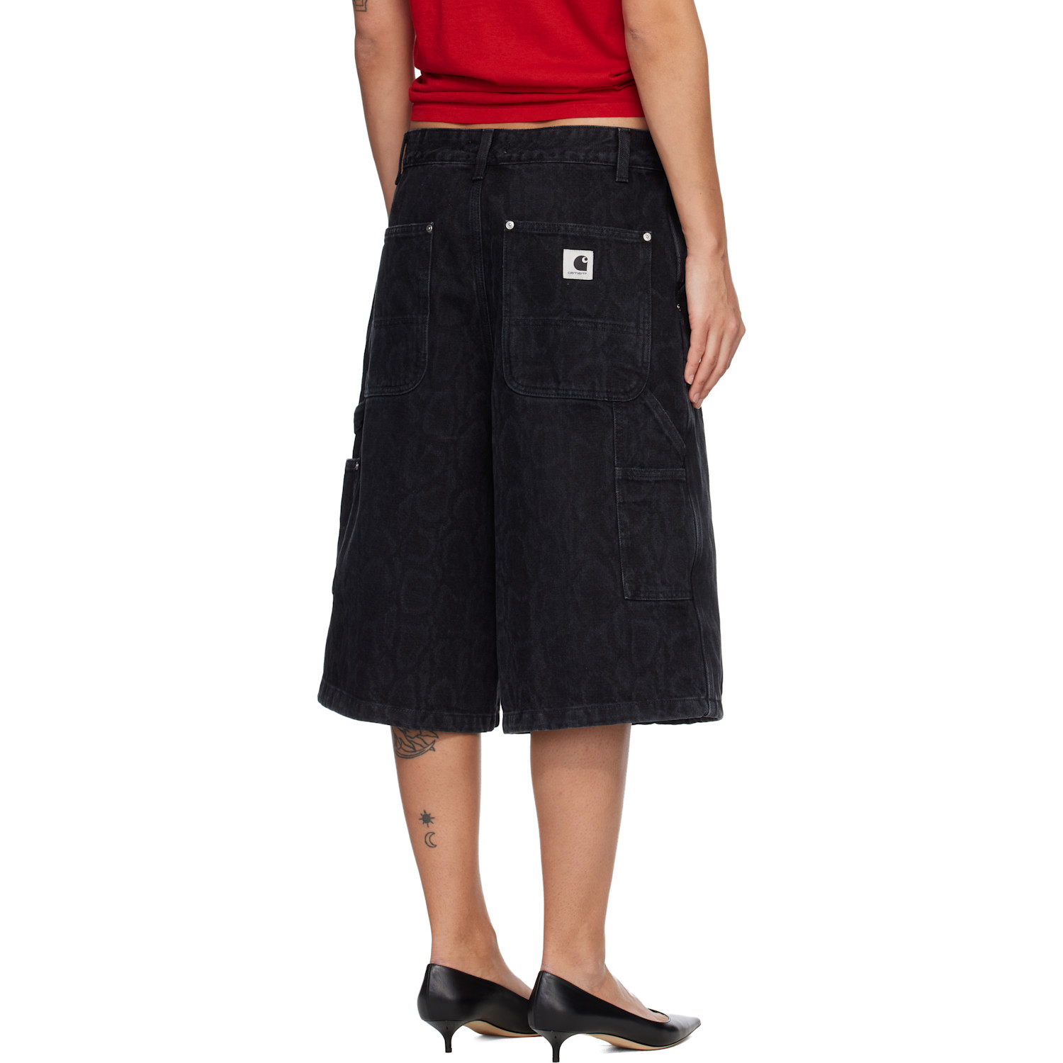  Carhartt Work In Progress Black Snake Nixon Double Knee Denim Shorts 