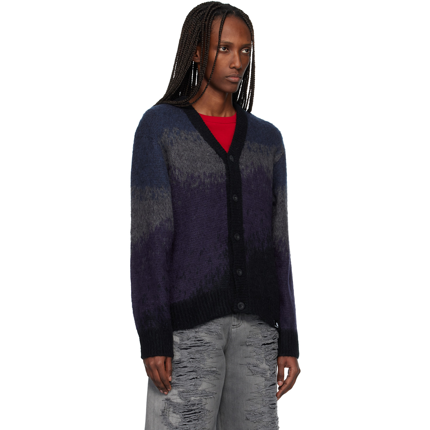  Carhartt Work In Progress Navy & Purple Tinley Cardigan 