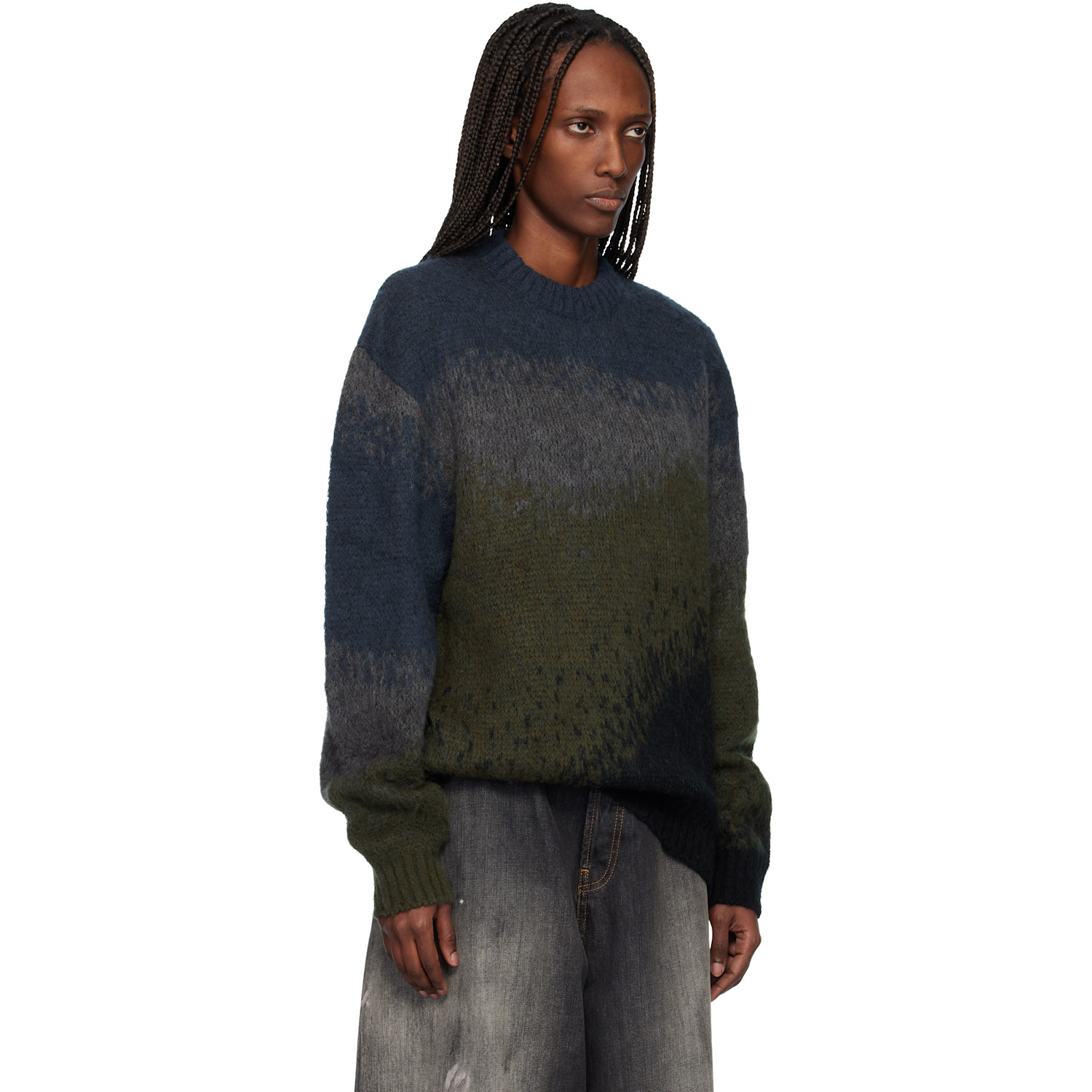  Carhartt Work In Progress Navy & Green Tinley Sweater 