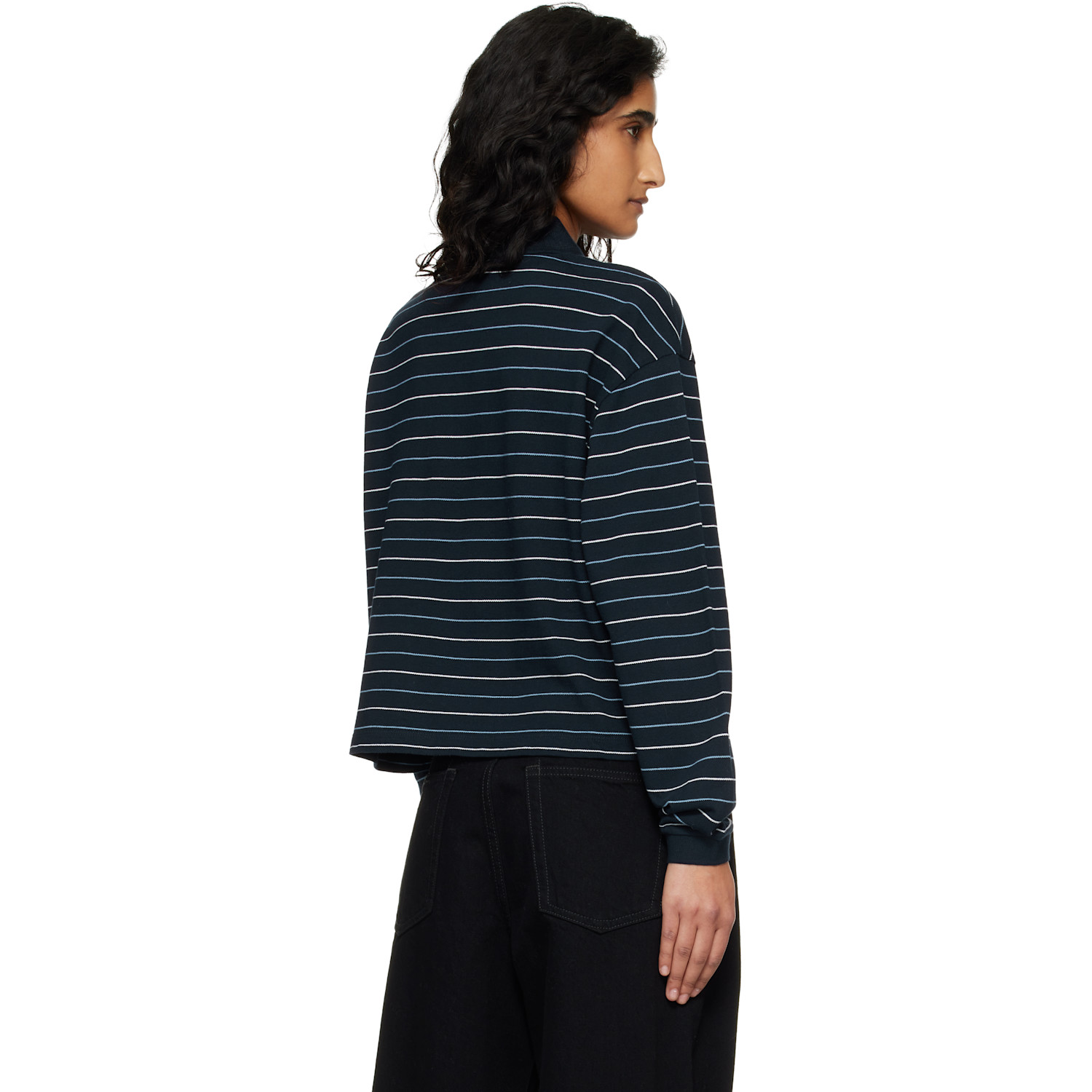  Carhartt Work In Progress Navy Mabel Stripe Polo 