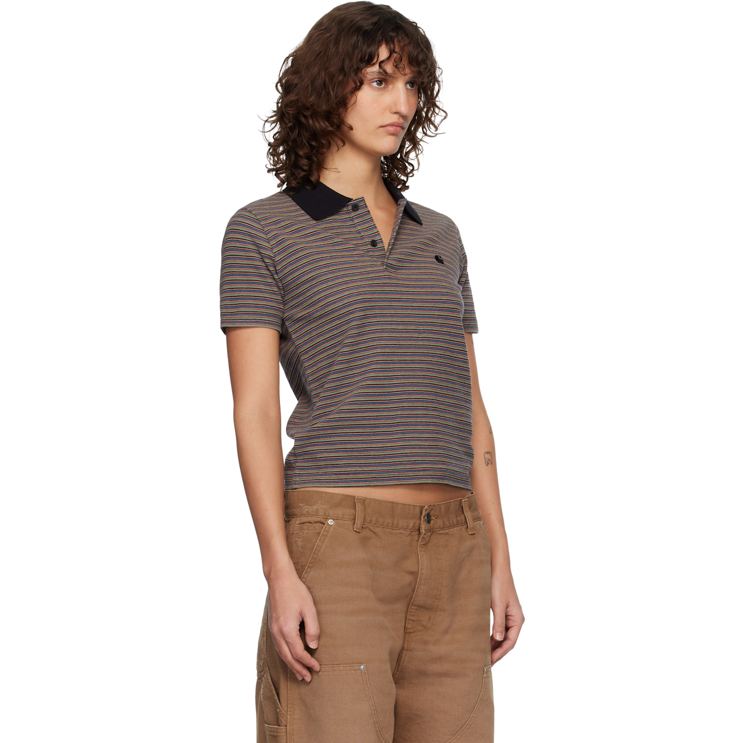  Carhartt Work In Progress Multicolor Short Sleeve Dion Stripe Polo 
