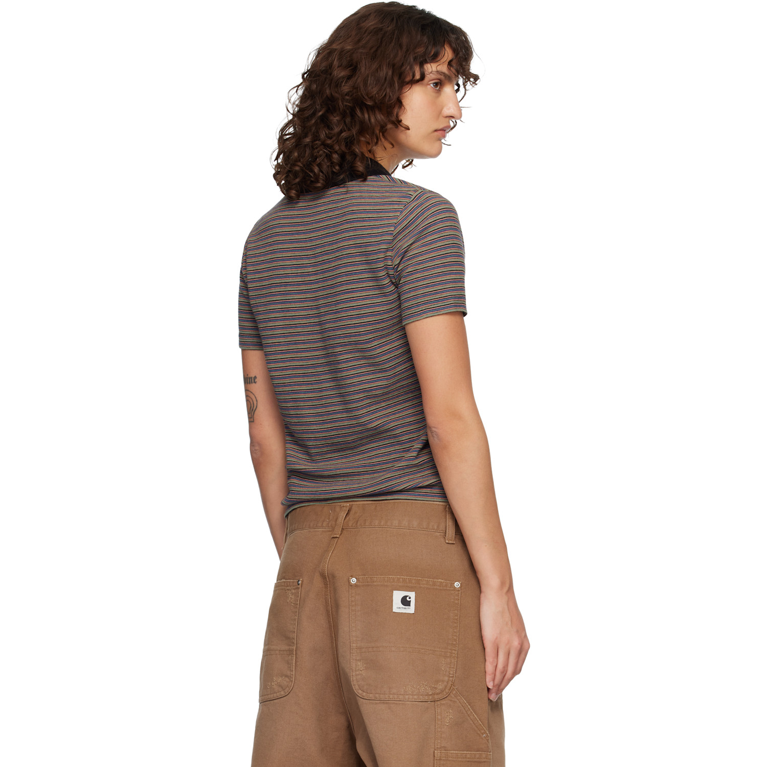 Carhartt Work In Progress Multicolor Short Sleeve Dion Stripe Polo 