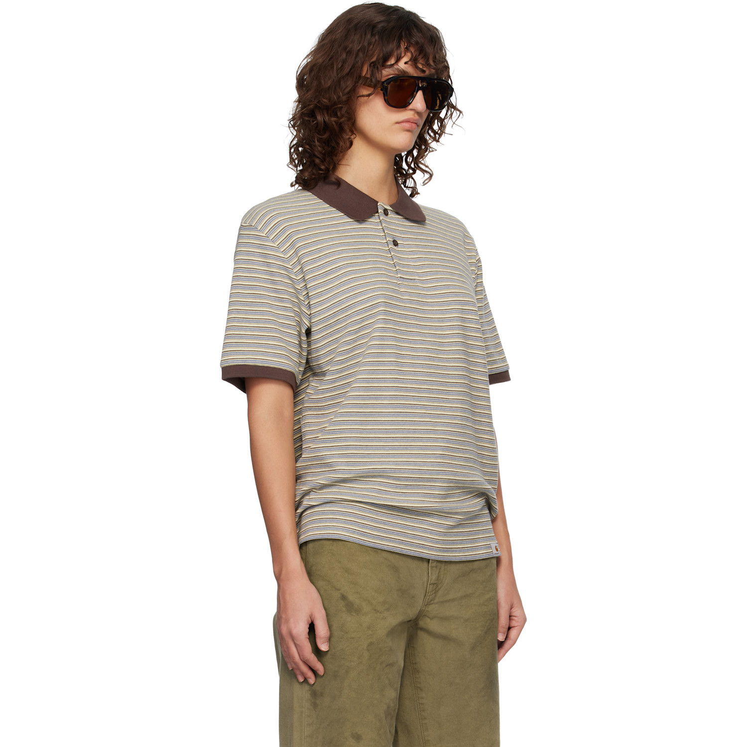  Carhartt Work In Progress Multicolor Short Sleeve Dion Stripe Polo 