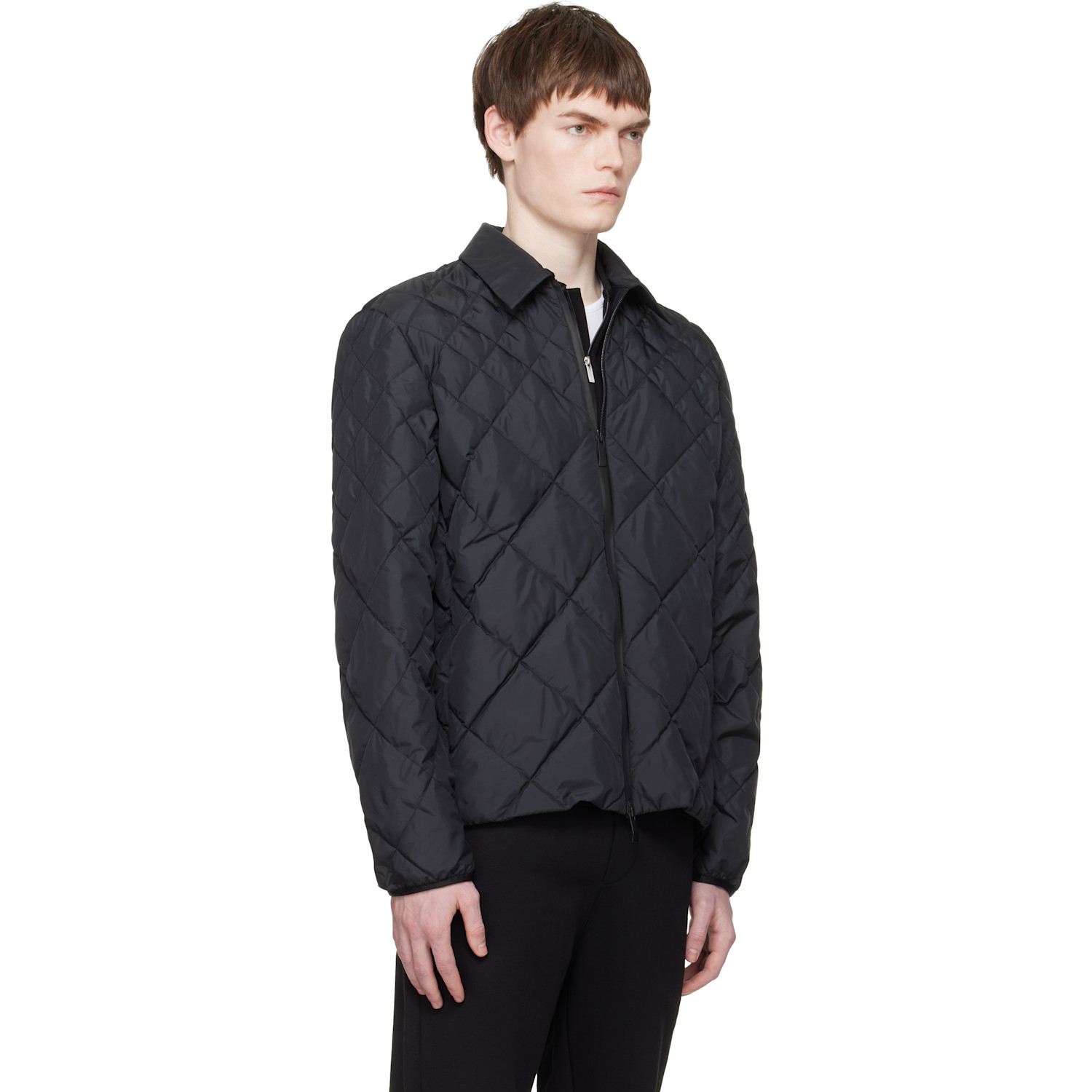  Moncler Black Atria Diamond-quilted Shirt Down Jacket 