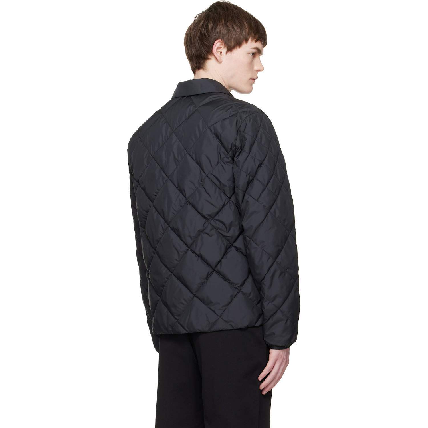  Moncler Black Atria Diamond-quilted Shirt Down Jacket 