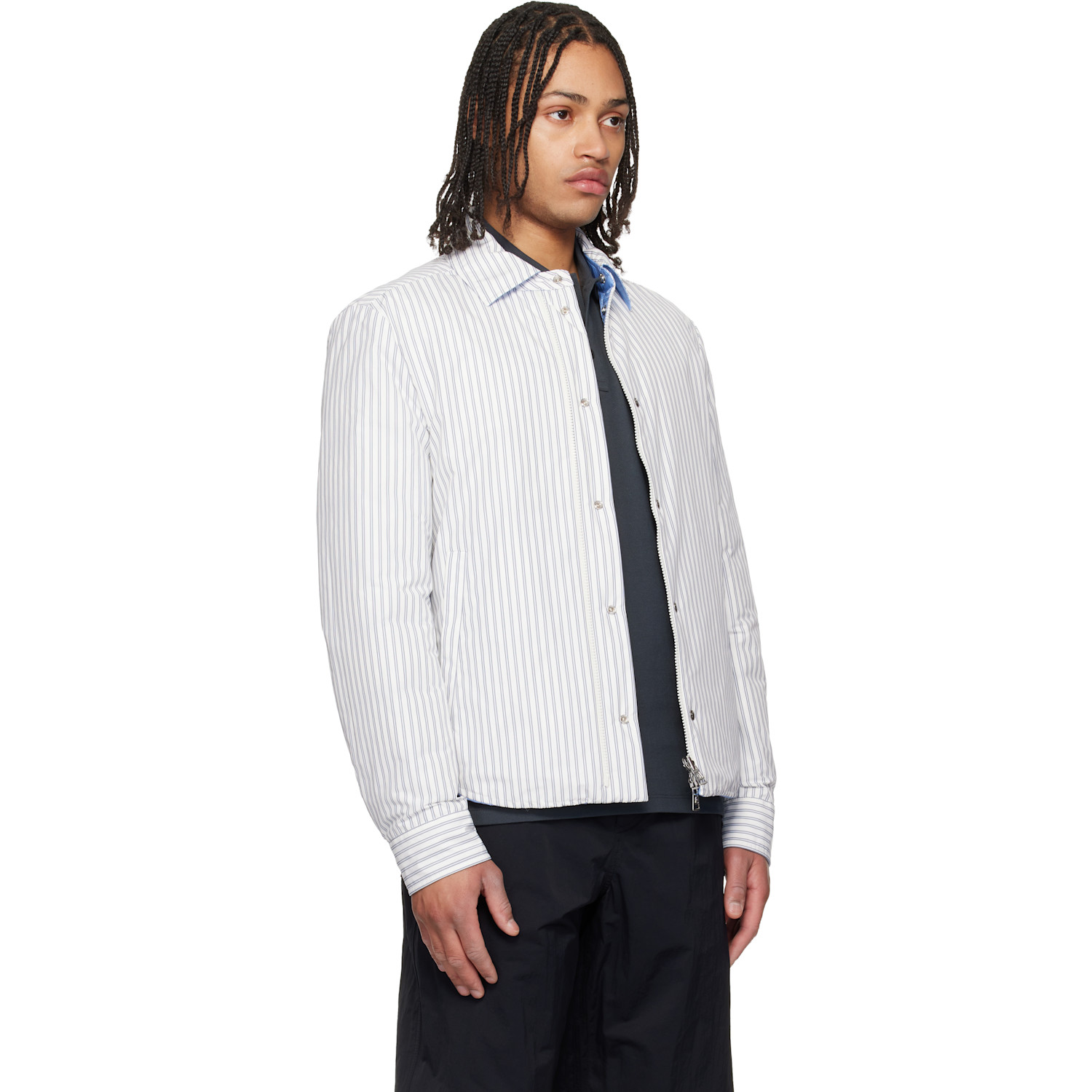  Moncler White & Blue Reversible Down Shirt Jacket 