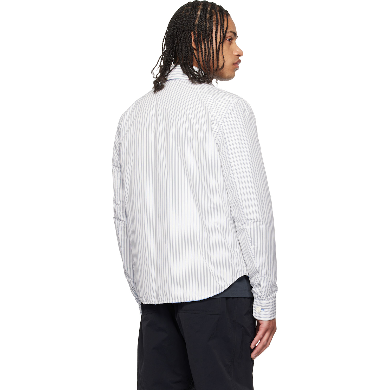  Moncler White & Blue Reversible Down Shirt Jacket 
