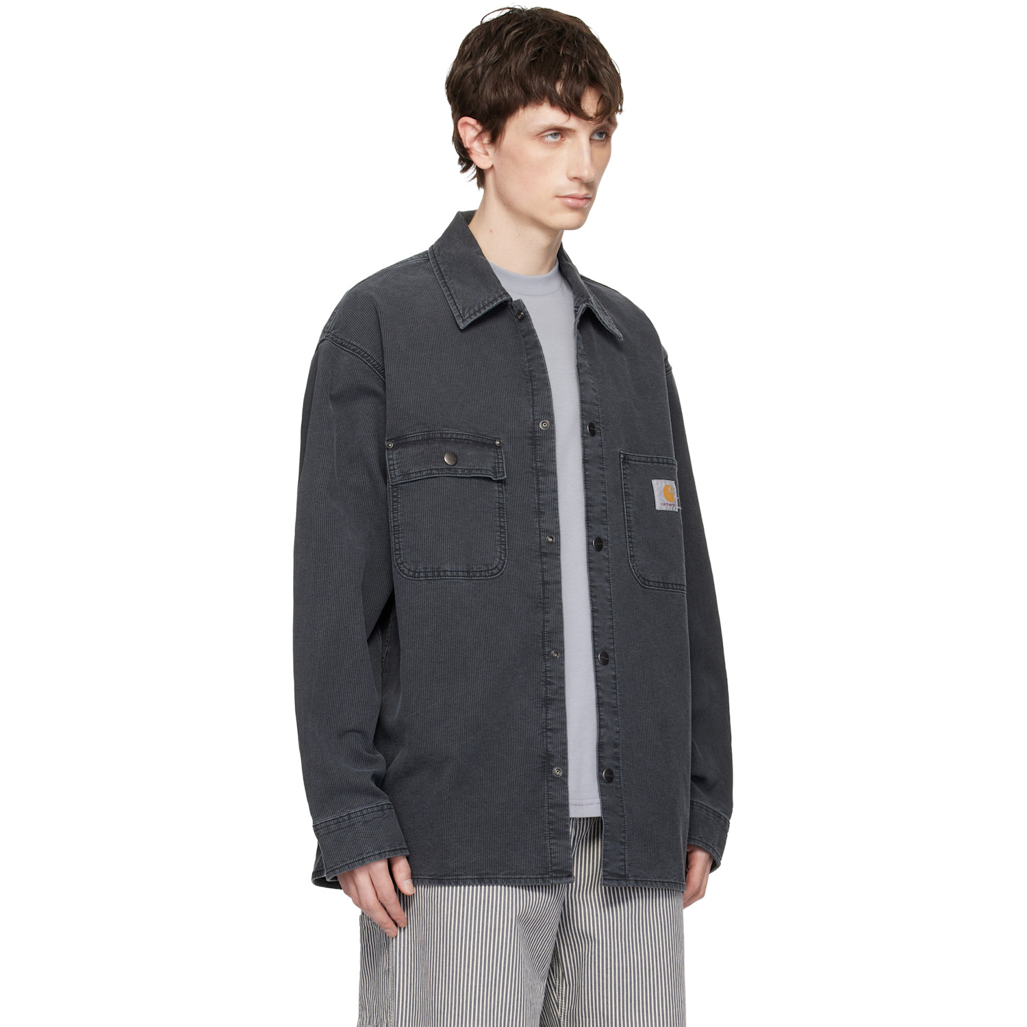  Carhartt Work In Progress Gray Parrish Corduroy Overshirt 