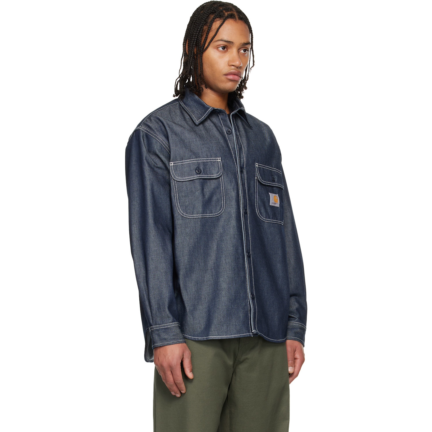  Carhartt Work In Progress Blue Tigan Denim Overshirt 