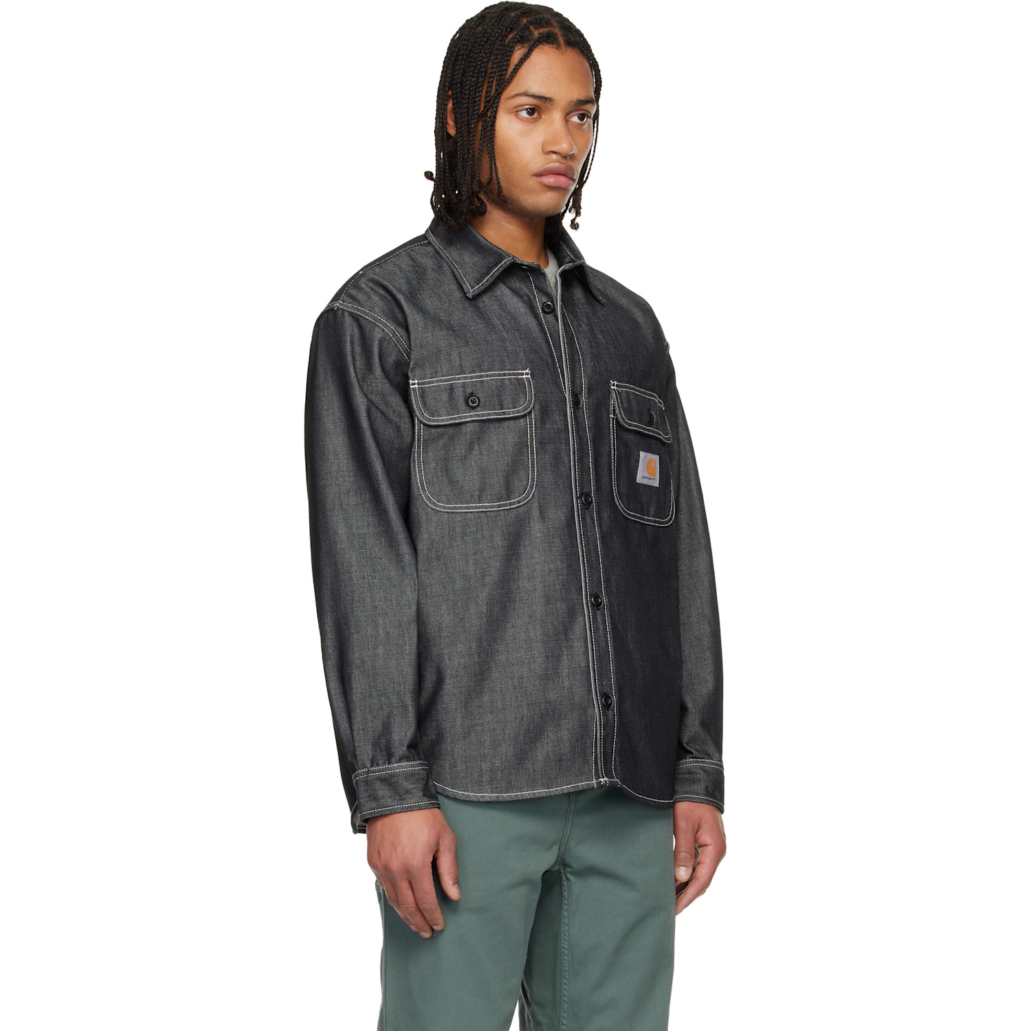  Carhartt Work In Progress Black Tigan Denim Overshirt 