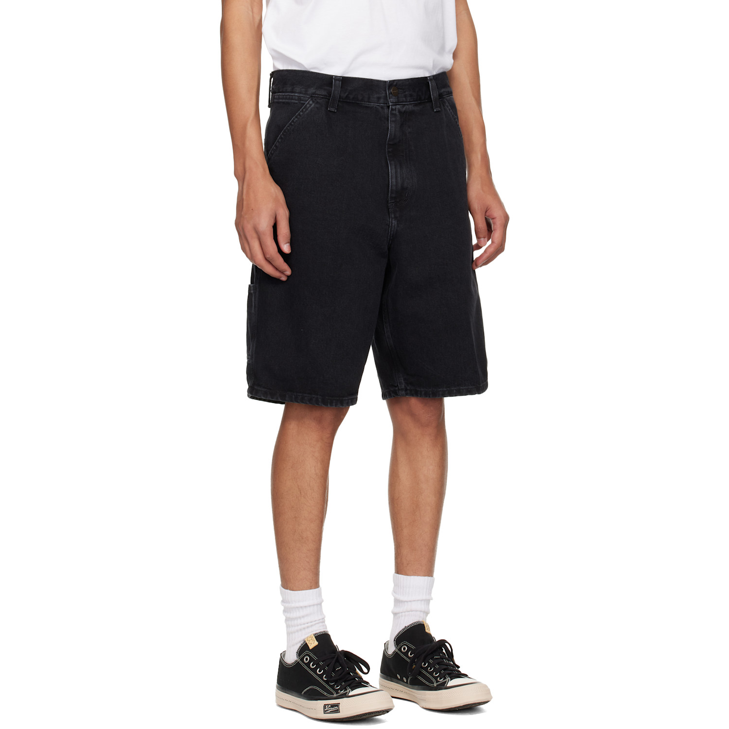 Carhartt Work In Progress Black Single Knee Denim Shorts 