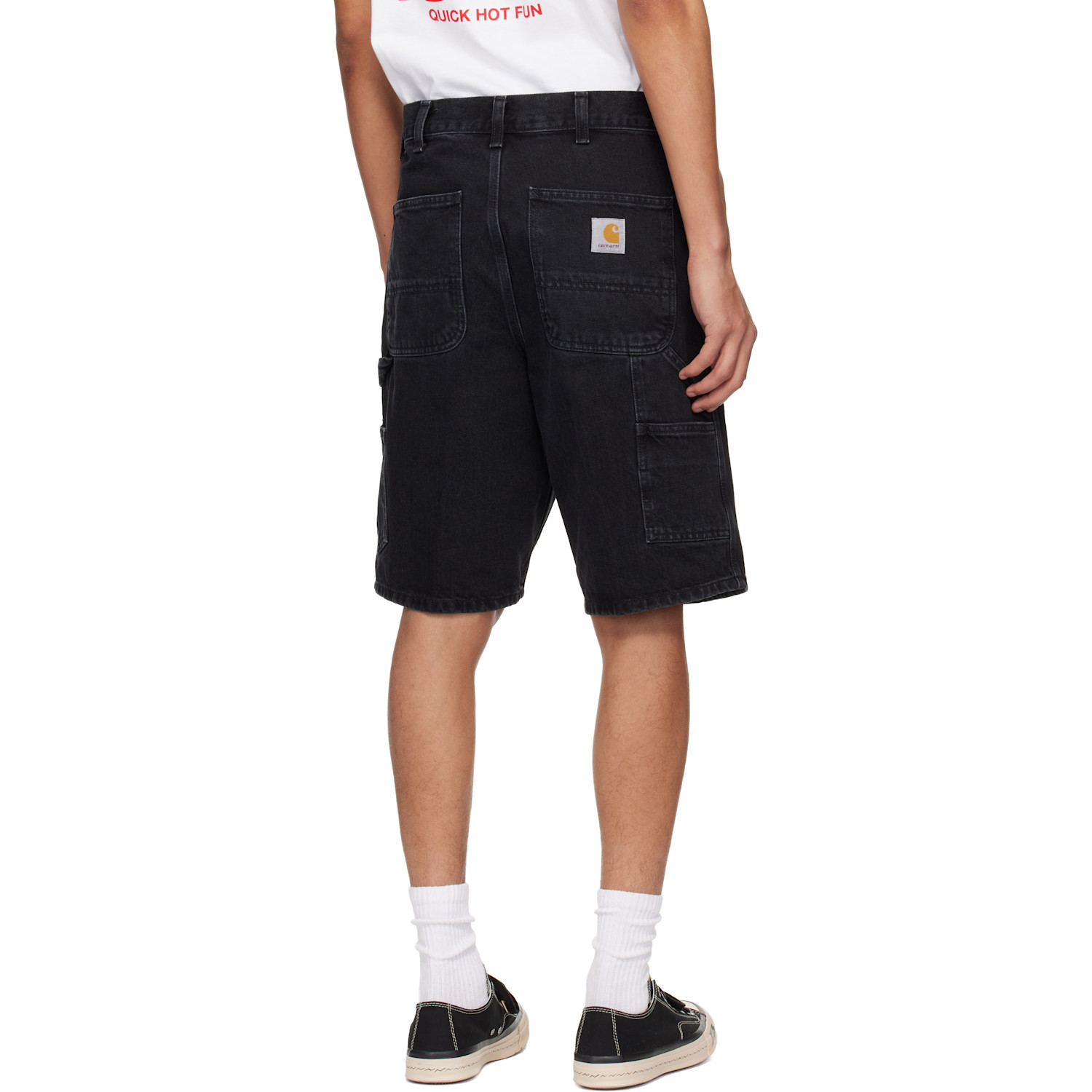  Carhartt Work In Progress Black Single Knee Denim Shorts 