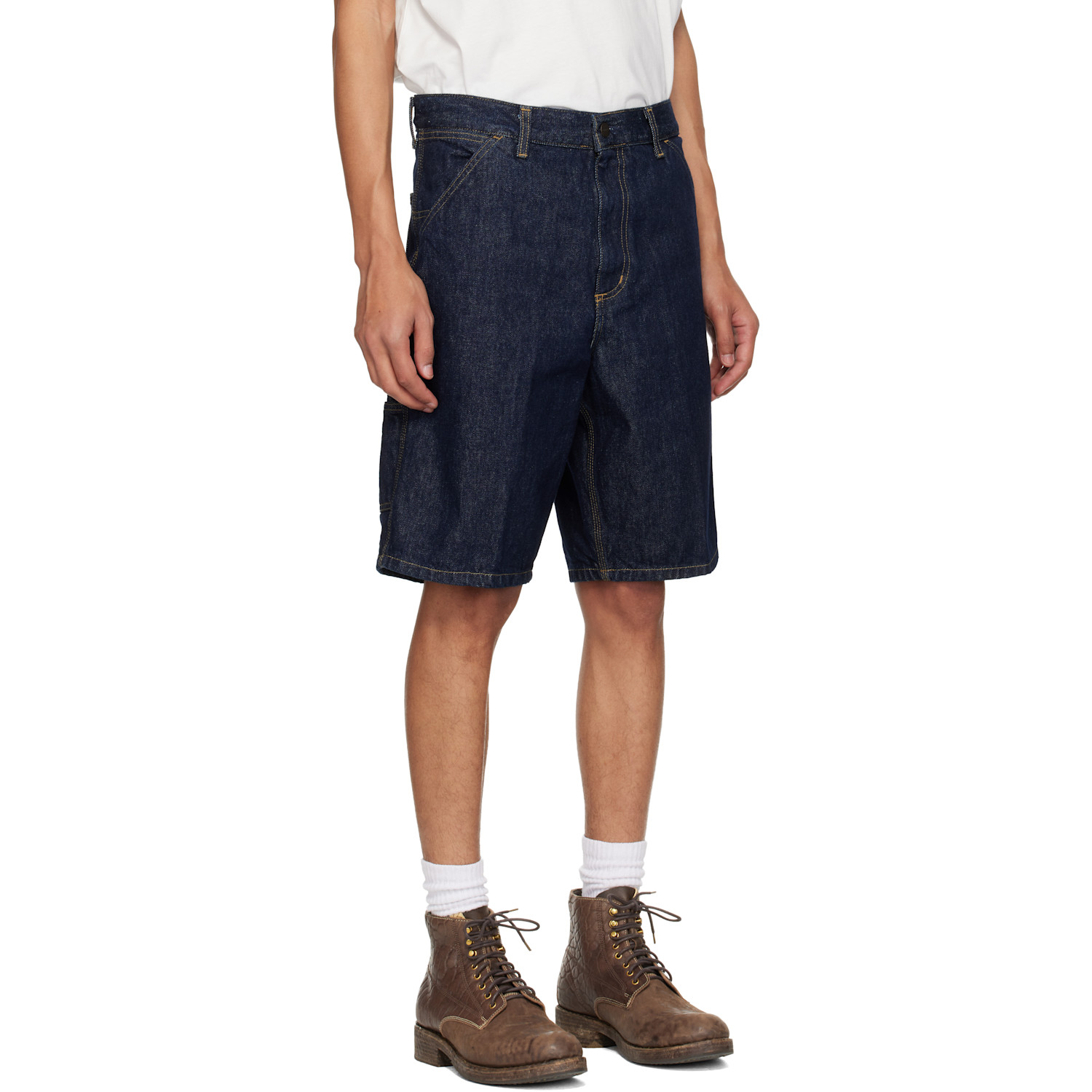  Carhartt Work In Progress Blue Single Knee Denim Shorts 