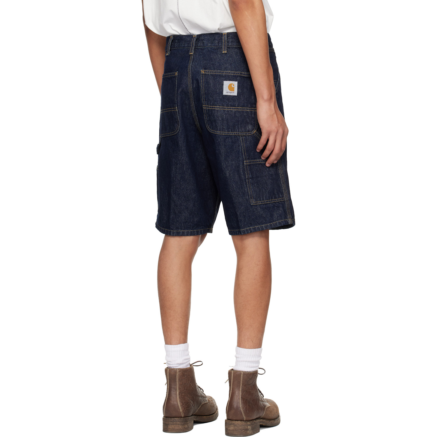  Carhartt Work In Progress Blue Single Knee Denim Shorts 