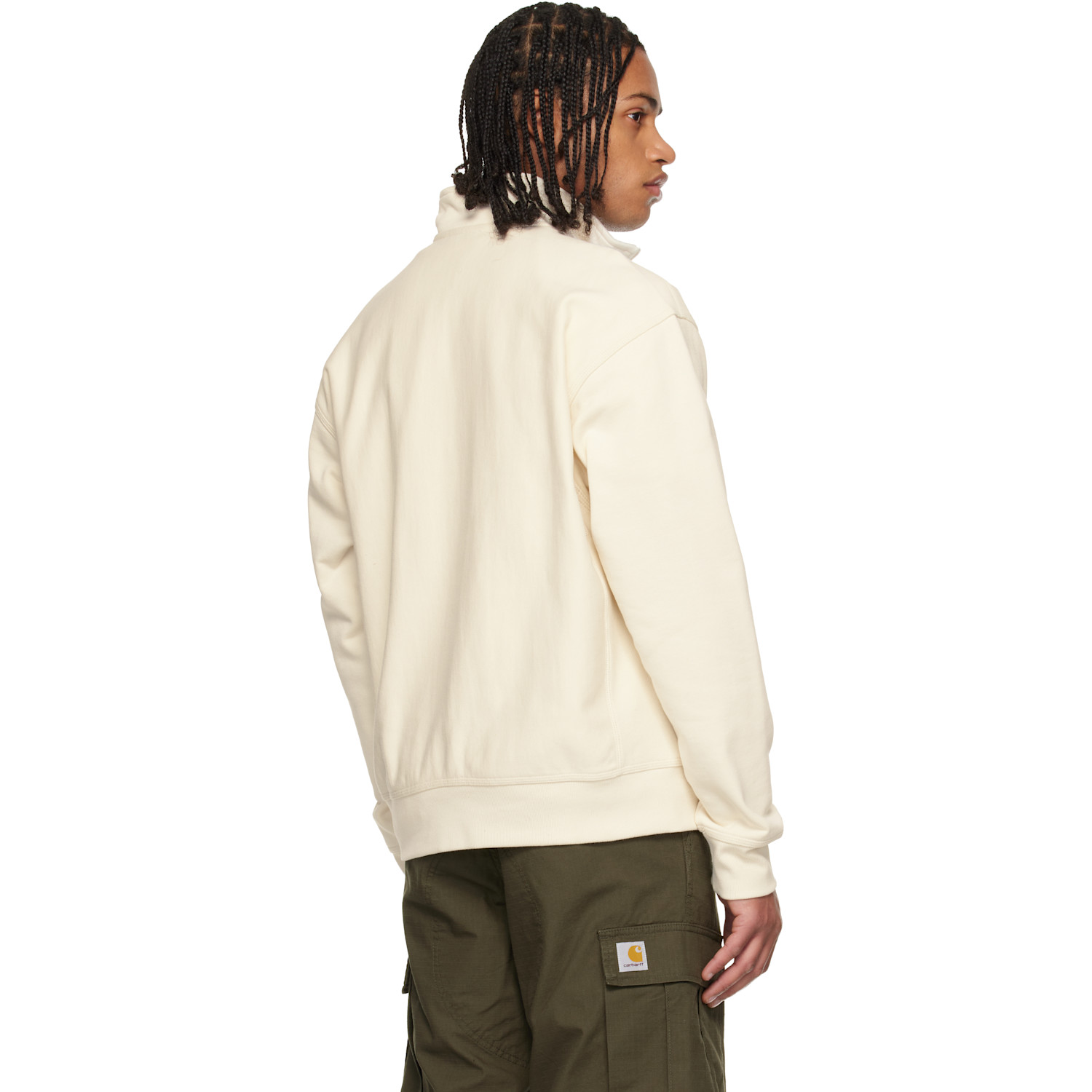  Carhartt Work In Progress Off-white Half Zip American Script Sweatshirt 
