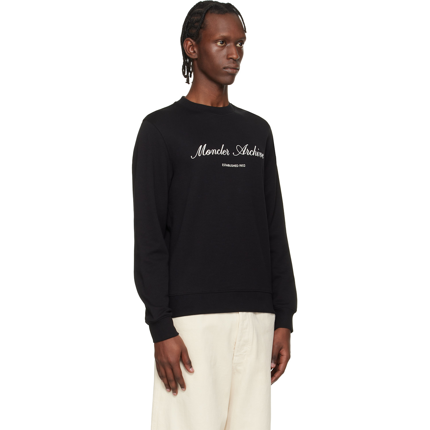  Moncler Black Cotton Blend Logo Sweatshirt 
